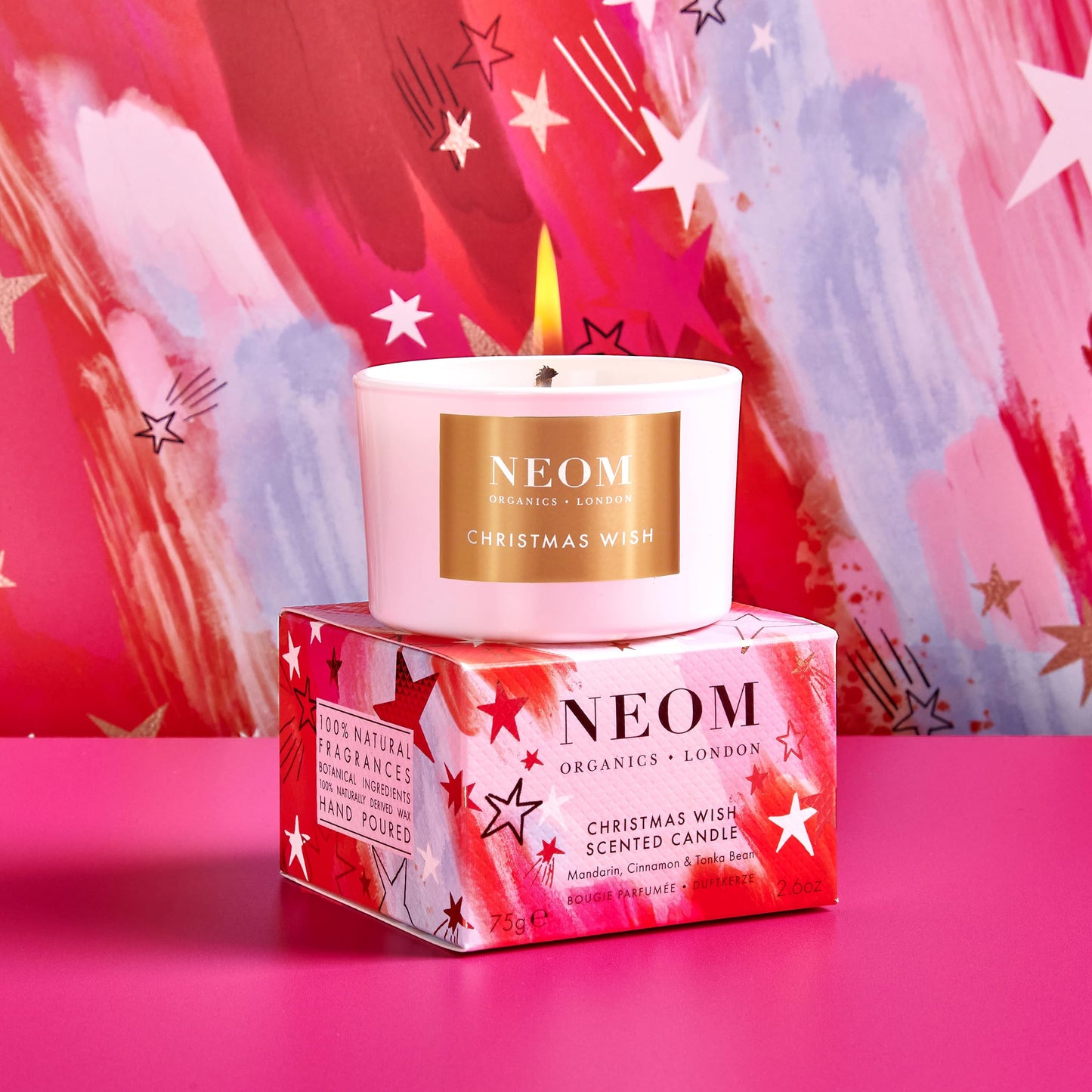NEOM- Christmas Wish Luxury Scented Candle | Cinnamon, Mandarin & Tonka Bean | Christmas Gift… (Travel Size)