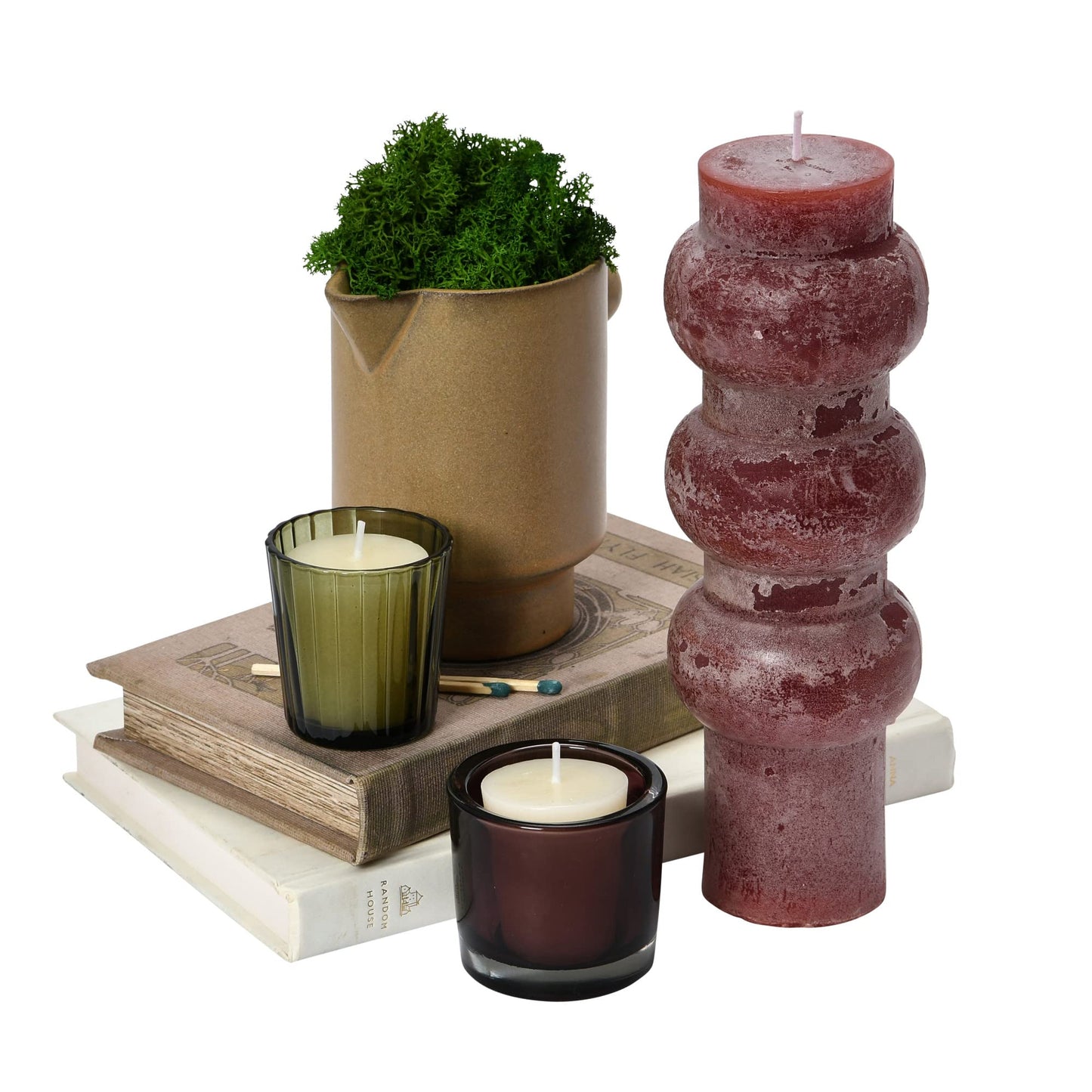 Creative Co-Op Unscented Totem Pillar, Cabernet Candles, 3" L x 3" W x 9" H, Purple