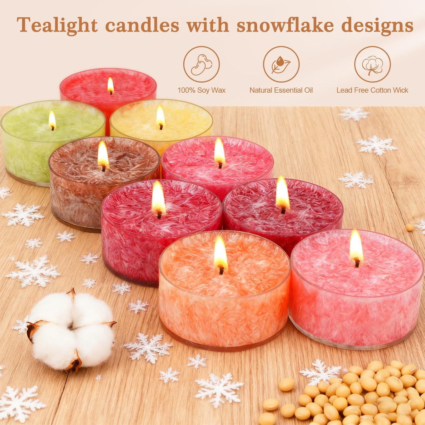 Tealight Candles for Women 16 Pack Aromatherapy Scented Candles Small Candle Gift Set for Women with 16 Scents Long-Lasting Soy Wax Candles for Relaxation, Decor, Christmas, Birthday, Mother's Day