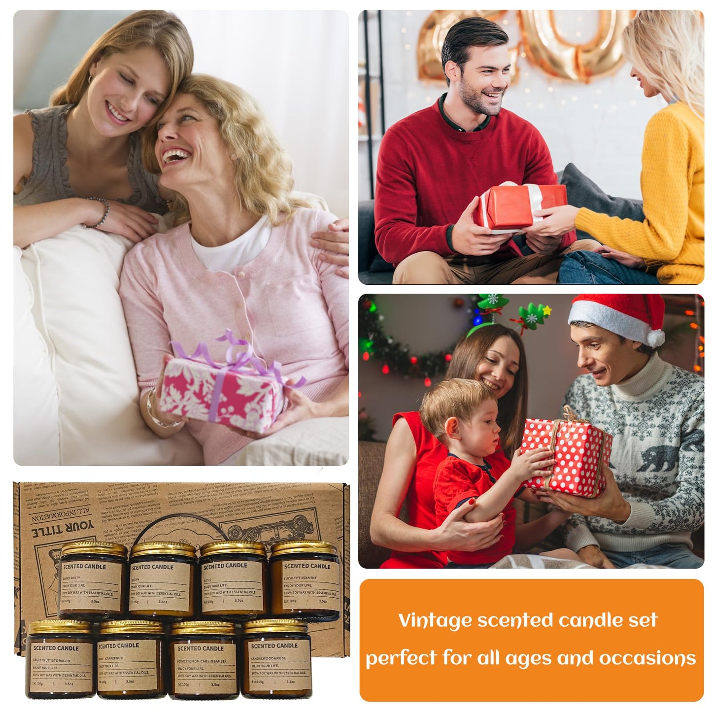 8 Pack Scented Candles Gift Set,Candle Gift for Women, Candle for Home Scented，Perfect Candles Gifts Set for Women, Mum Gifts, Birthdays, Weddings, Christmas, Yoga, Bath