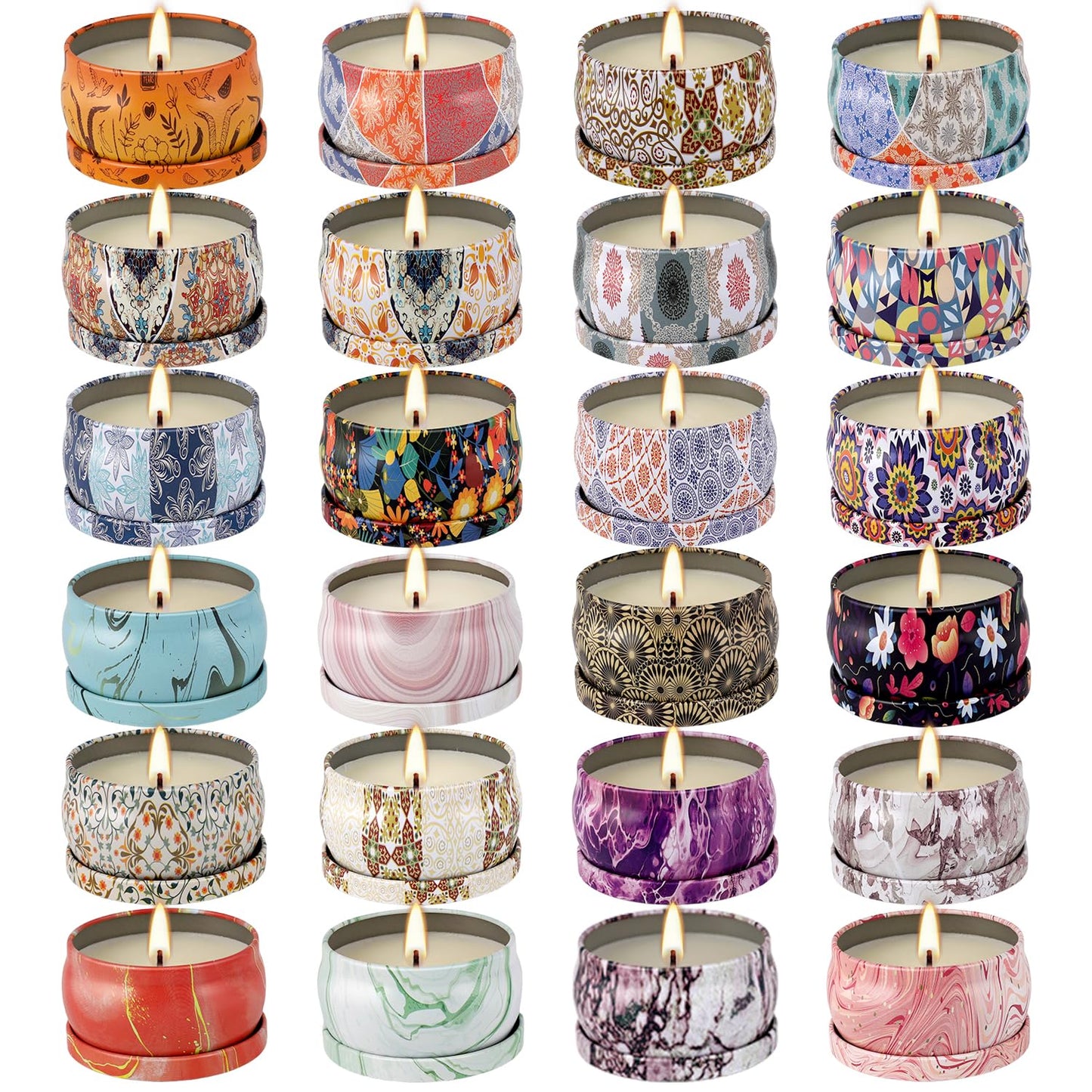 24-Piece Smokeless Scented Candle Set with 8-Hour Burn Time Each, Ideal for Home Decor,Festival Gifts and Birthdays Gifts- Premium Aromatherapy Candle,2.5oz