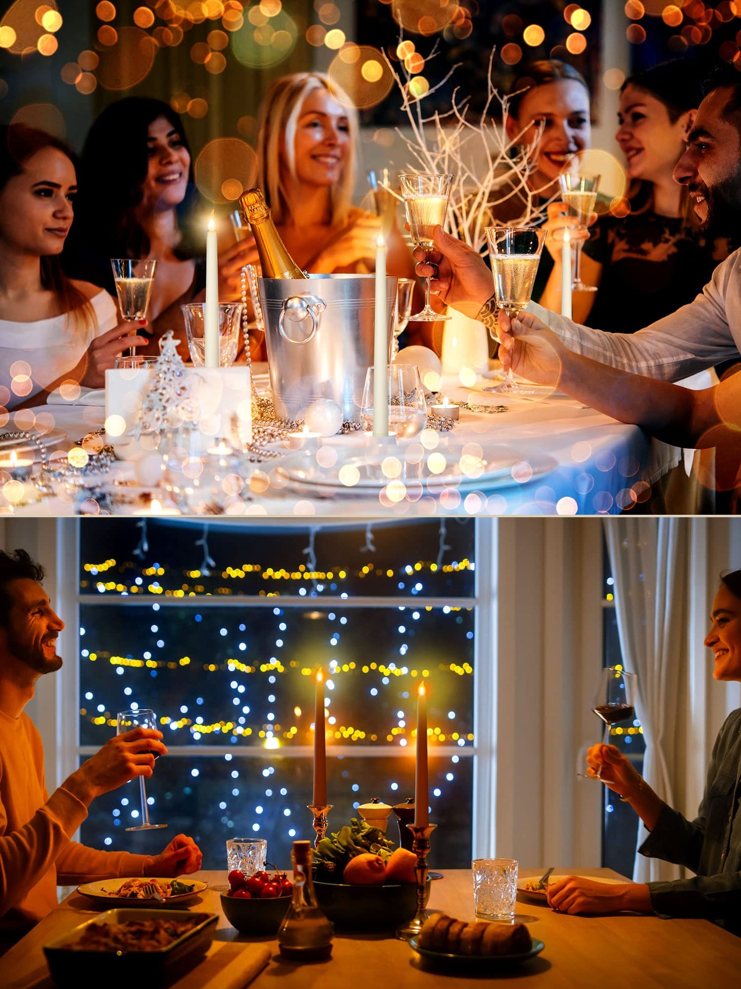 Retisee 220 Pcs 11 Inch Flameless Taper Candles LED Candles Bulk Battery Operated Taper Candle Flickering LED Candlesticks for Valentines Birthday Wedding Party Decor (Classic Style,Ivory)