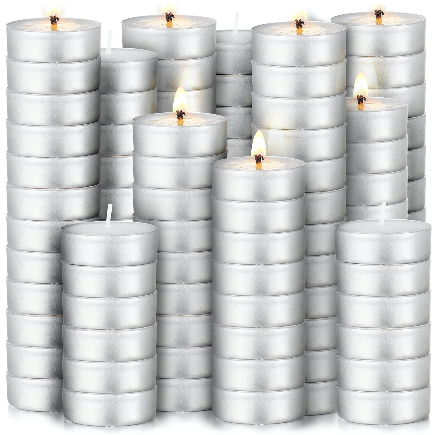 Simple Craft 150 Pack Tea Lights Candles - Unscented Tealight Candles Pack - Long Lasting Paraffin Wax Small Candles in Bulk - Smokeless & Dripless Tea Light Candles for Home, Parties, Weddings
