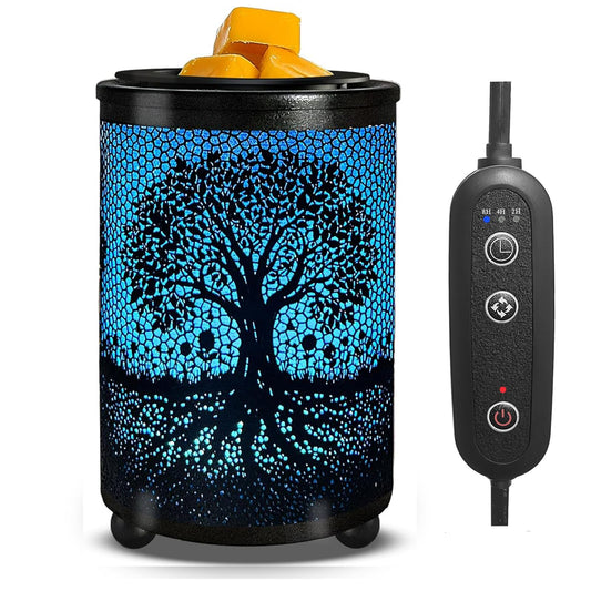Leyoue Electric Wax Melt Warmer PTC Heating Plate with 7 Colors LED Changing Light Wax Warmer Fragrance Warmer for Home Office Gifts & Decor(Life Tree)