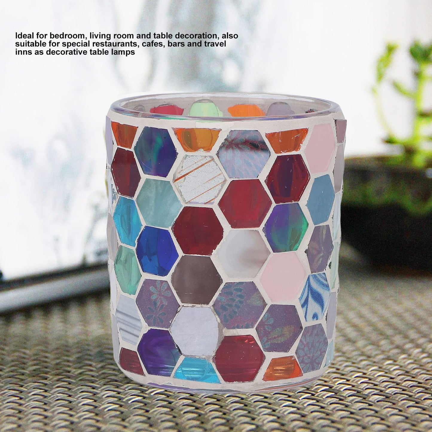 Moofey Mosaic Candle Holder, Stained Glass Candle Holder for Home Candlelight Dinner Decoration