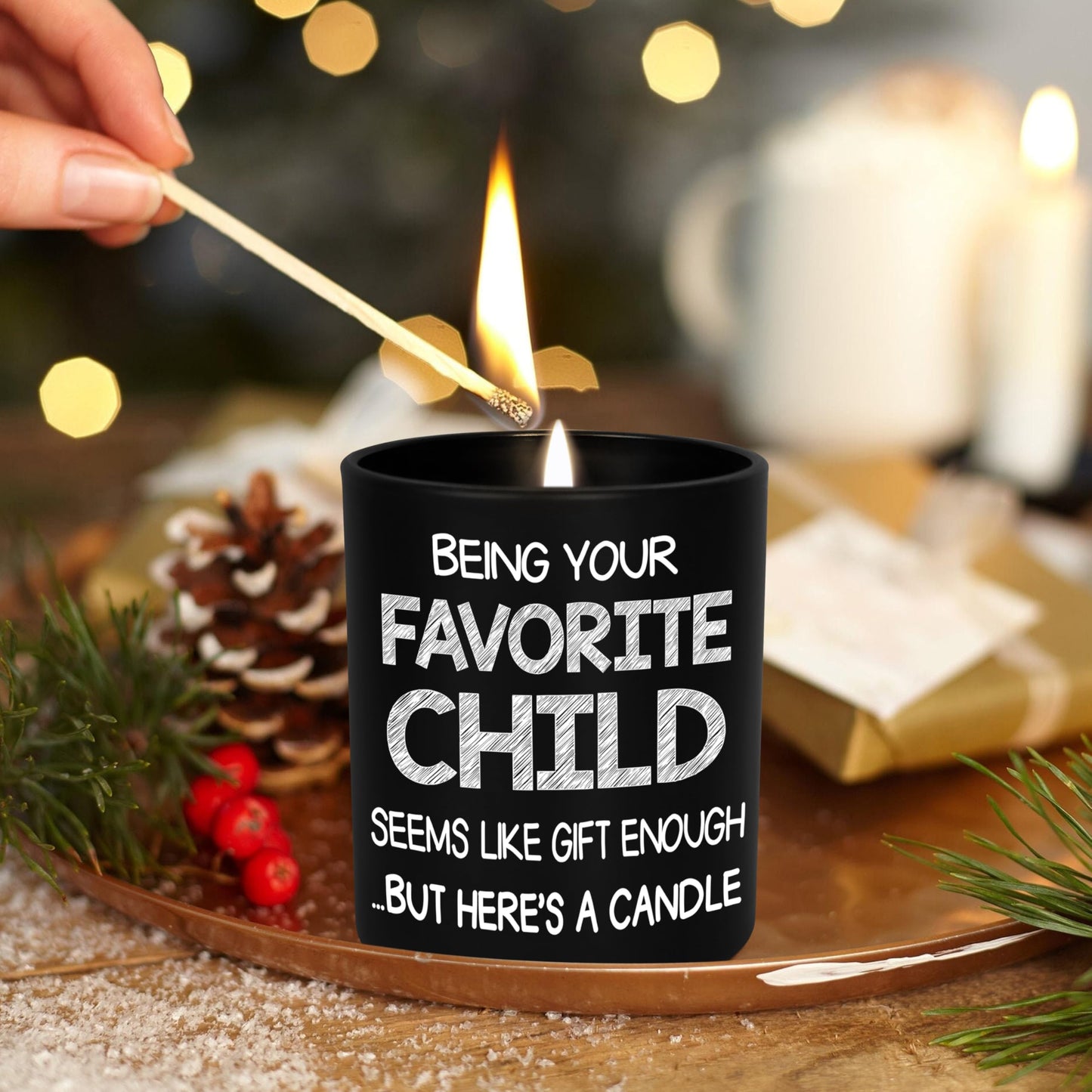 TEEZWONDER Birthday Gifts for Mom - Favorite Child Scented Candle Vanilla Lavender 10 oz - Mom Dad Birthday Gifts from Daughter Son, Grandma Grandpa Gift Ideas, Candle for Parents
