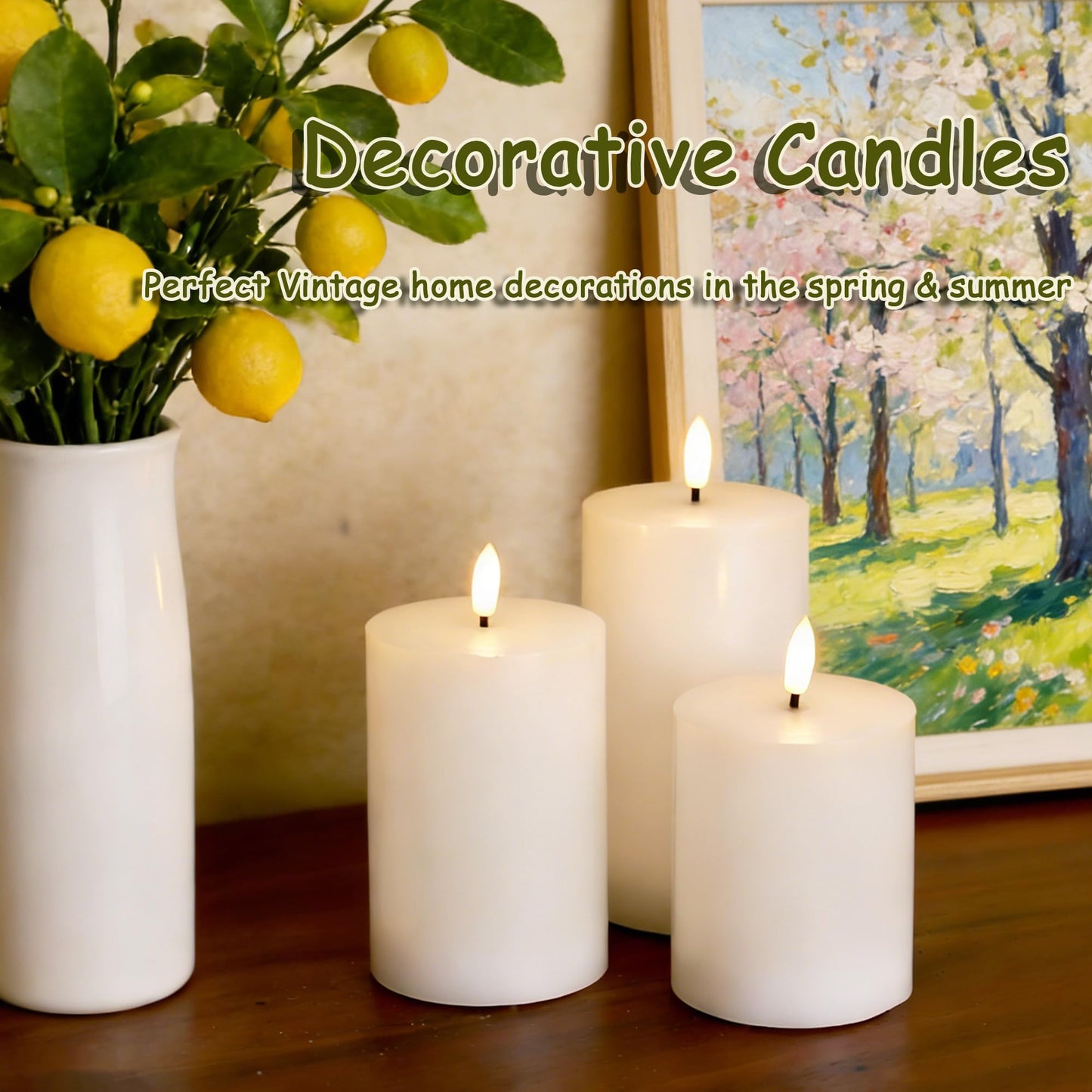 JOIONE Flameless Pillar Candles with Remote, 3 Pack Battery Operated Real Wax LED Candles, LED Candle that Perfect for Home Decorations Fireplace Table, White