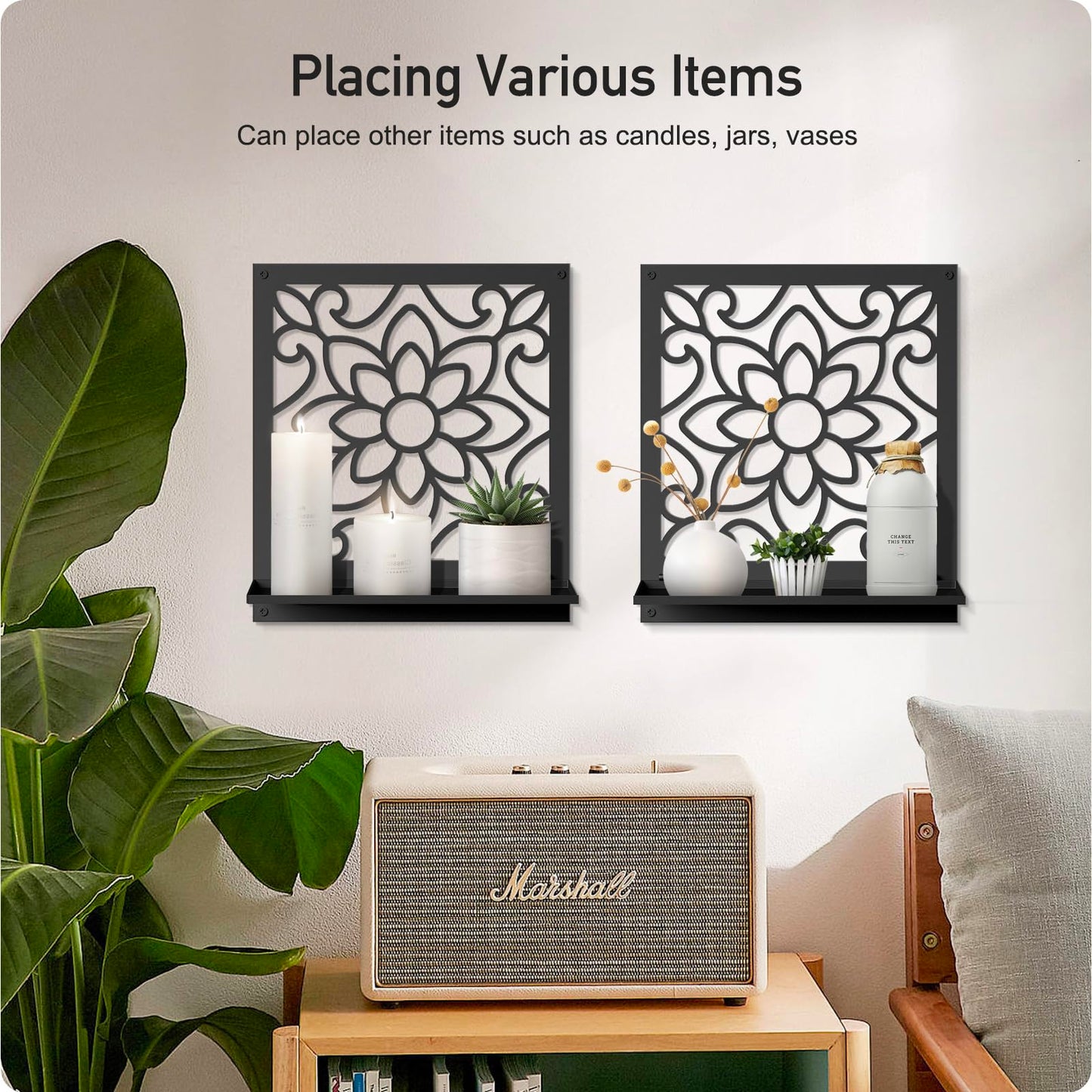 Metal Wall Candle Sconce Holder, Rustic Bathroom Wall Decor for Living Room Bedroom Bathroom (2 Pack, 11.8 x 13 in)