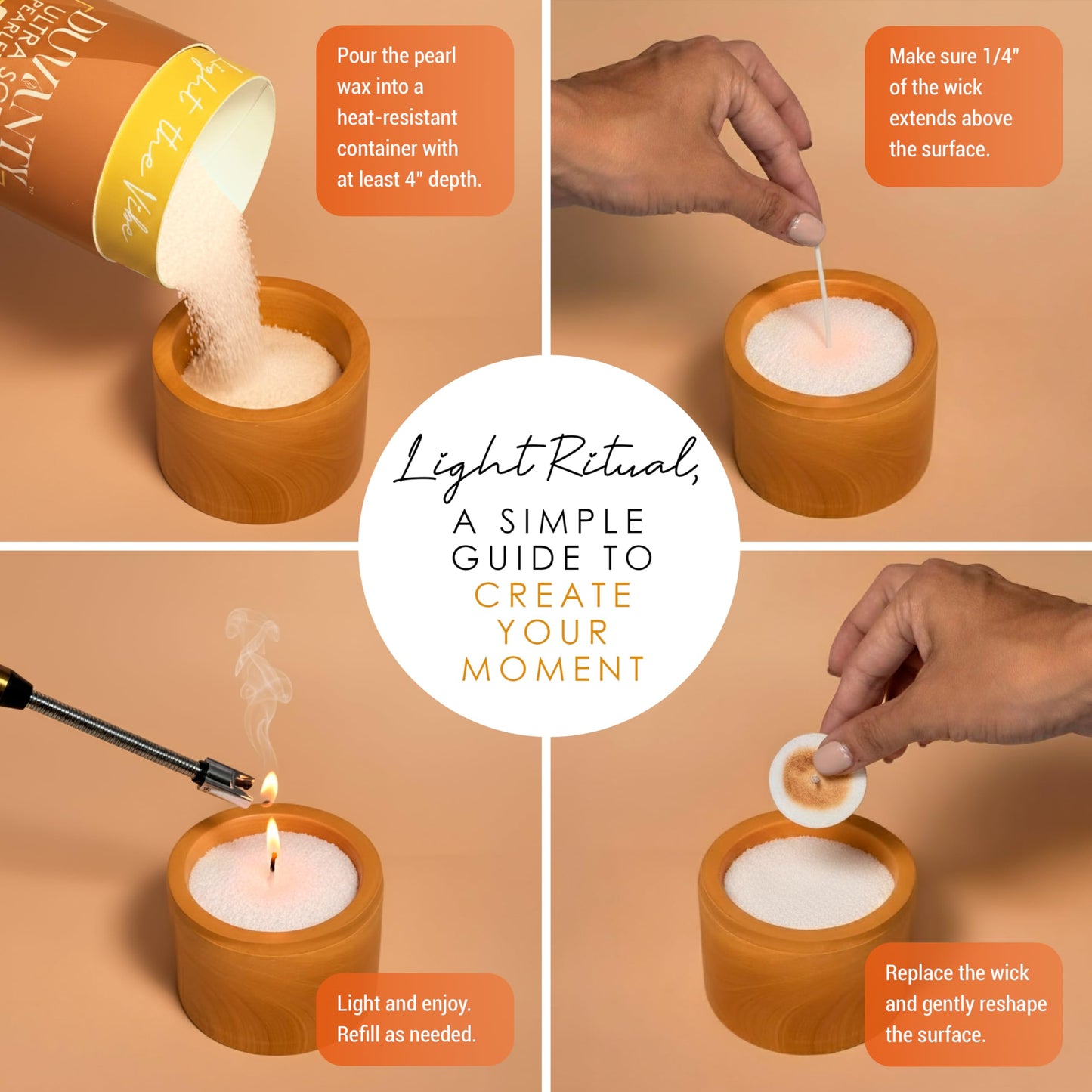 Duvanty Mood & Vibe Pearled Candle Sand with Wicks – Passionfruit & Jasmine Scented Candle for Vibrant Home Ambiance, Decorative Wax Beads & Social Gatherings, 17.6 oz.