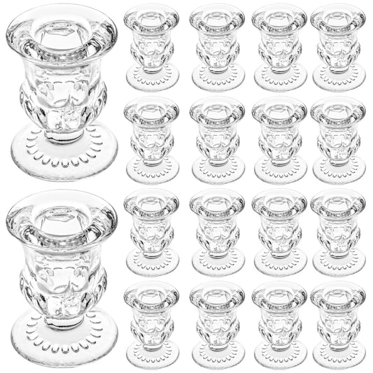 18Pcs Glass Taper Candle Holders Bulk Clear Crystal Candle Stick Candle Holders Elegant Tapered Candlestick Holders Bulk Glass Candlestick for Table Centerpiece Wedding Party Christmas Thanksgiving