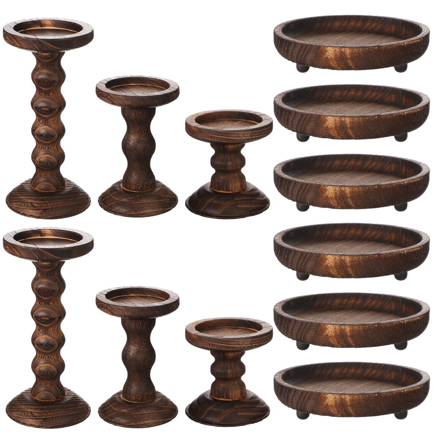 Vesici Candlestick Holder Plate Pillar Candle Holder Candles Stand Decorative Centerpieces for Table Wedding Events Party Living Room Housewarming Gift(Wooden)