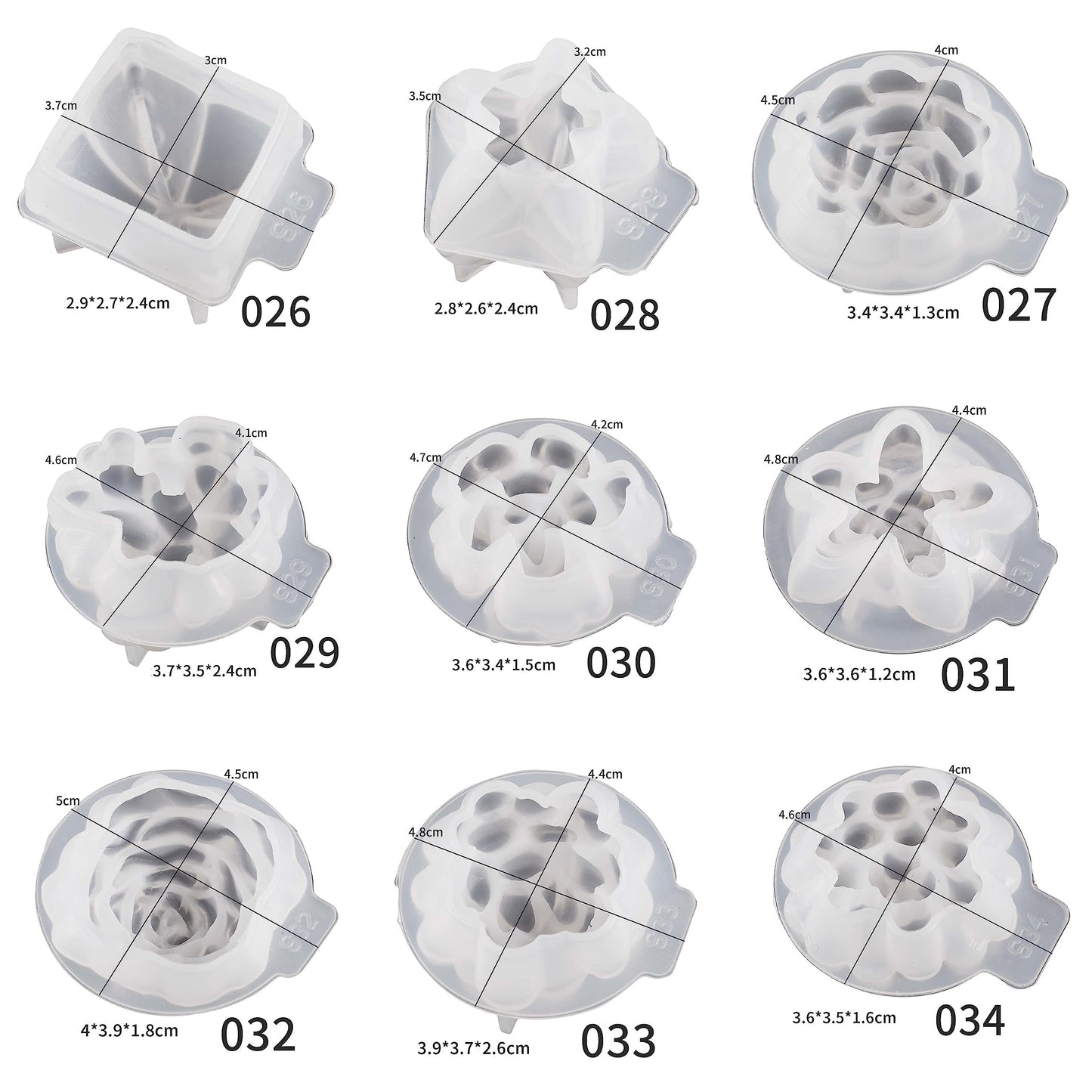 18 Pack Flower Succulent Candle Molds Peony Rose Resin Casting Silicone Molds for Home Decor & Candle Making Wave Spiral Mold