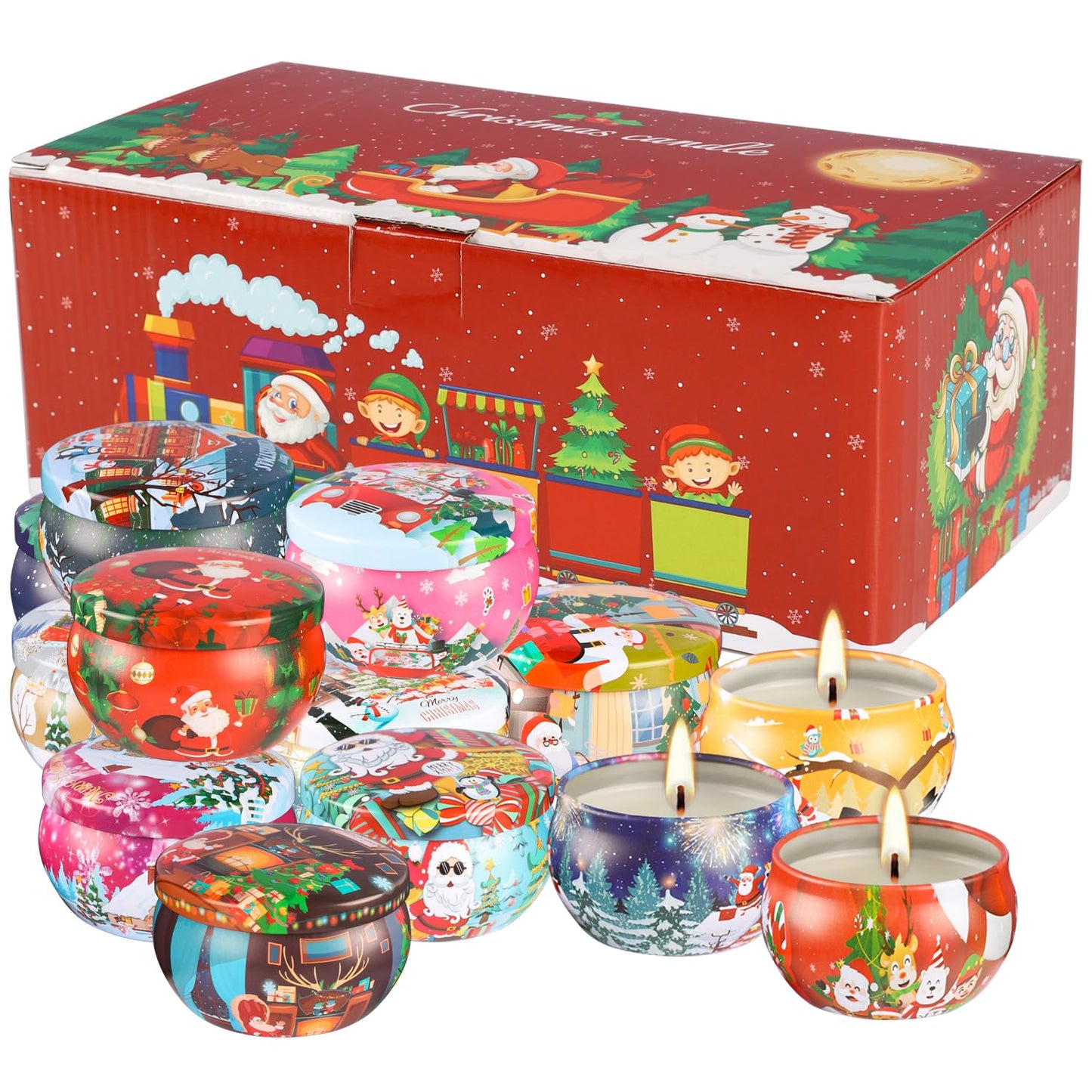 16PCS Scented Candles Christmas Gift Set, Natural Soy Wax 2.5oz Candles for Christmas Gift, 16 fragrances Flavor