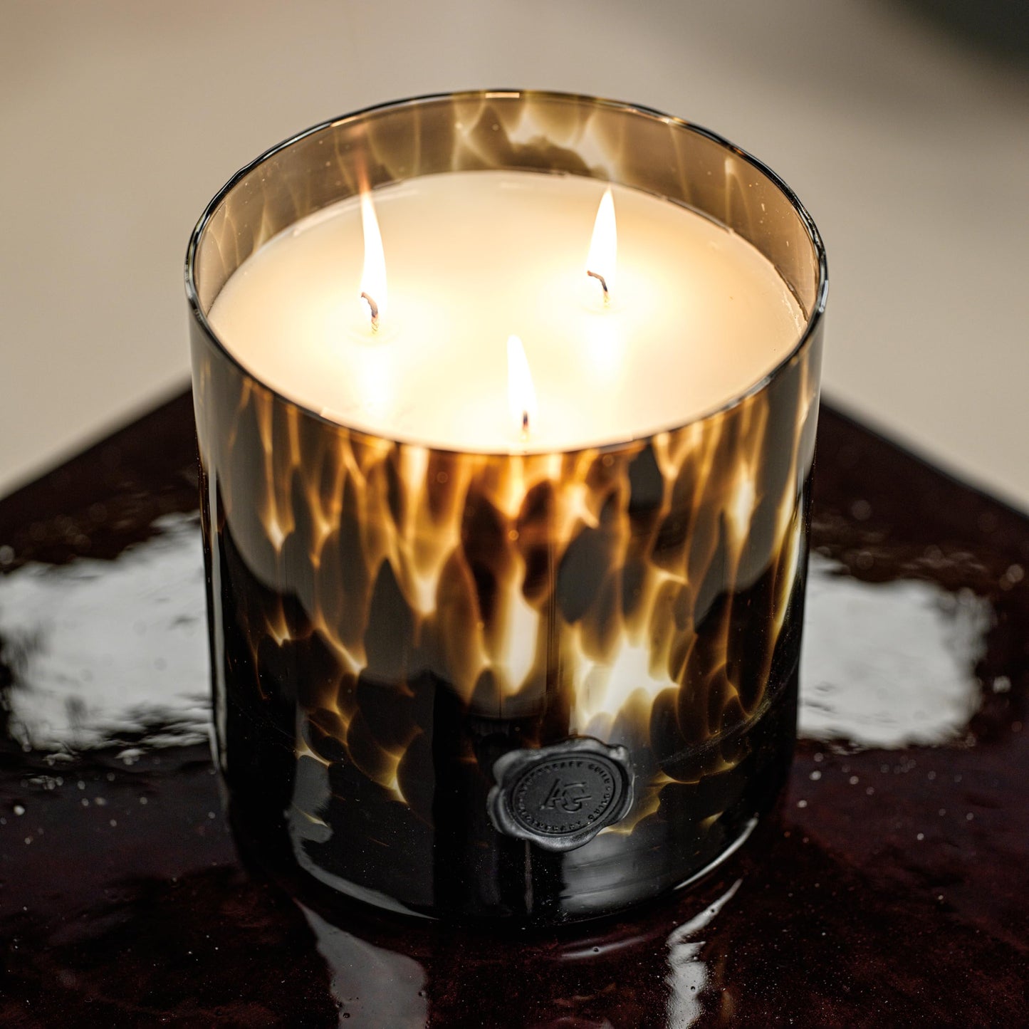 Apothecary Guild Scented Opal Glass Jar Candle- Black Fig Vetiver - 50 oz/3-Wick