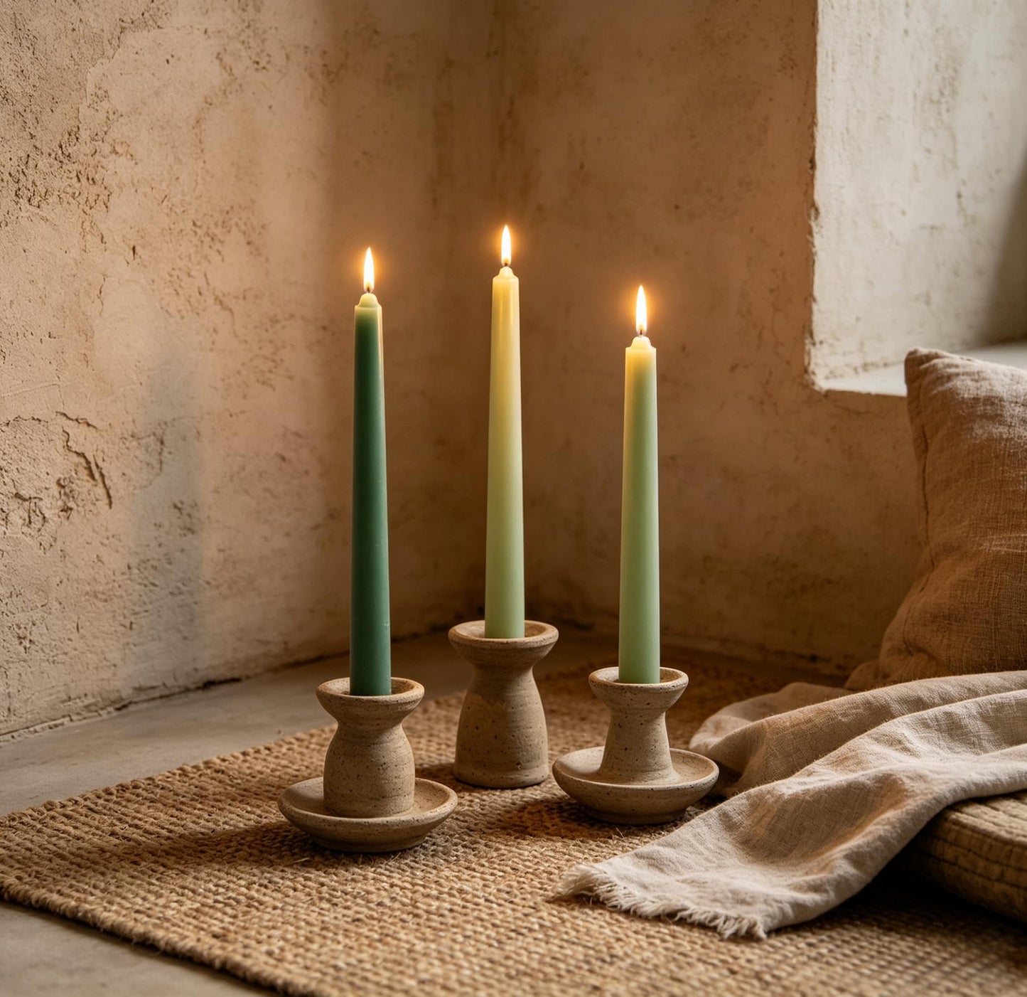 12-Pack Gradient Green Taper Candles, 10 Inch Unscented Dripless Candlesticks, Long-Lasting Burn Time of 6-7 Hours, Perfect for Home Décor Spring St. Patrick's Day