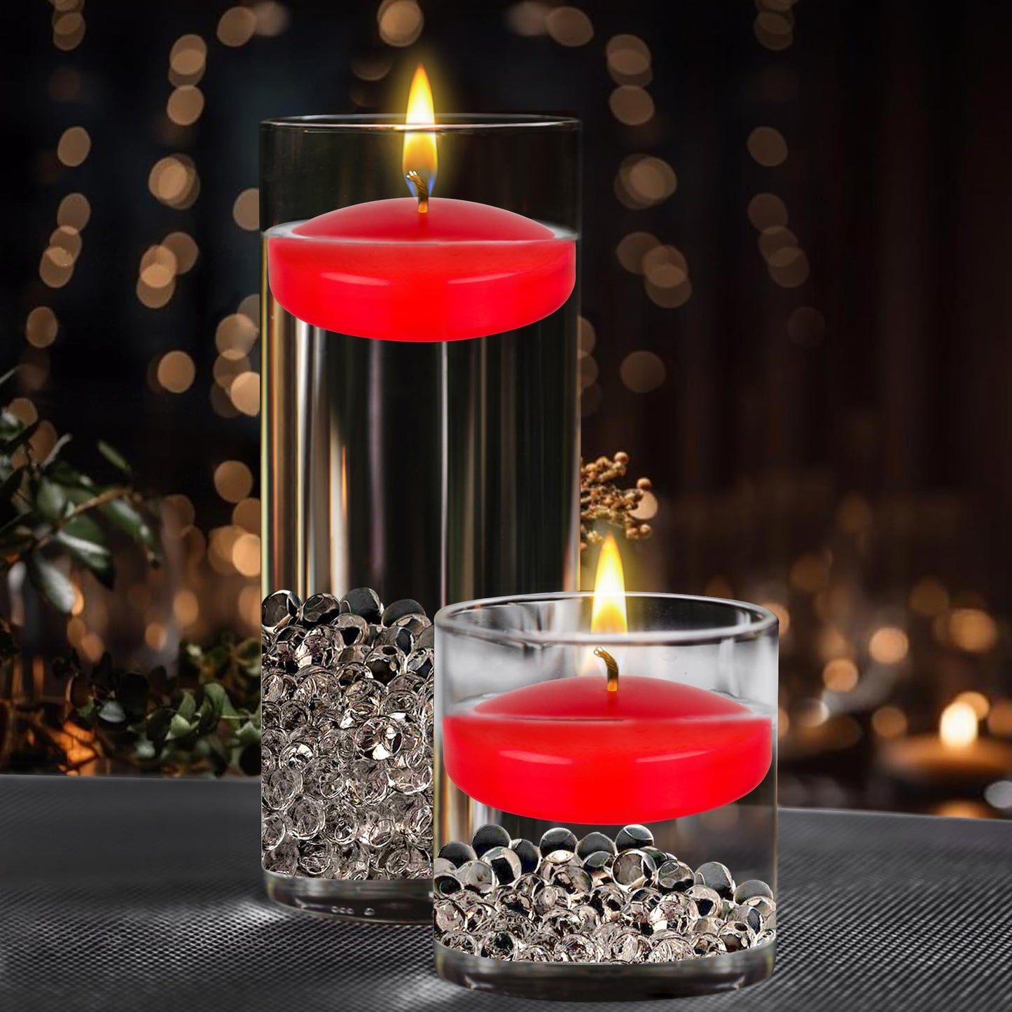 Mega Candles 24 pcs Unscented Red Floating Candles, Hand Poured Wax Candle 3 Inch Diameter, Home Décor, Wedding Receptions, Occasions, Festivities, Events, Meditations, Tranquility, Spa