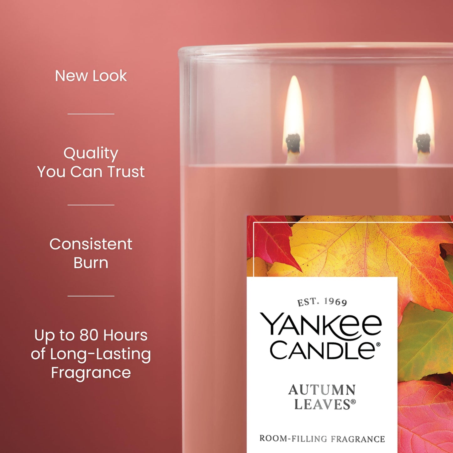 Yankee Candle Large Tumbler Scented Candle with up to 80 Hour Burn Time, Premium Plant Wax Blend for Consistent Burn, 20 oz Tumbler Candle with Room Filling Fragrance, Autumn Leaves