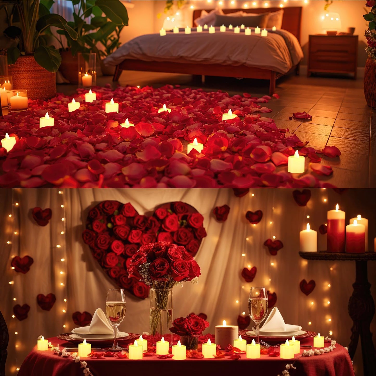 Coume 72 Pack Flameless Tea Light Candle Wedding Flameless Flickering LED Battery Operated Candle for Sweetest Day Anniversary Romantic Night Honeymoon Table Decor(Warmer)