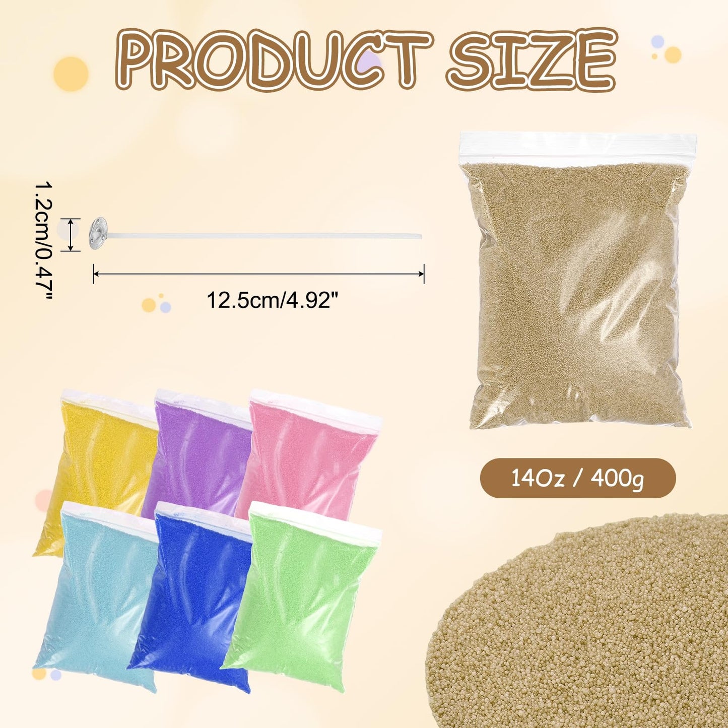 MECCANIXITY Pearled Sand Candles with 30 Pcs Wicks 14Oz / 400g Candle Beads Refillable Powder Sand Wax Making Kit for Thanksgiving Christmas Wedding Party DIY Home Crafts, Khaki