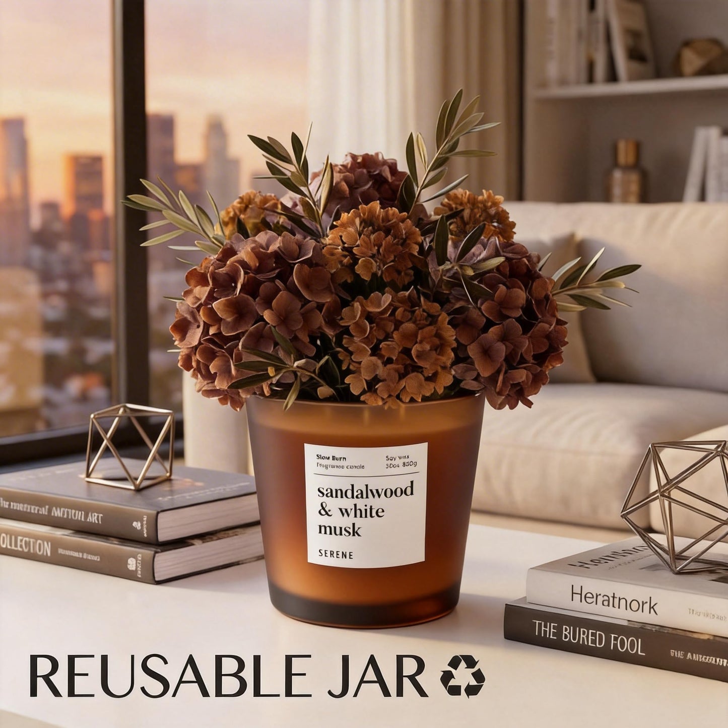 Hidden Label Sandalwood White Musk Scented Candle, 30oz Large 3 Wick Candle for Home, 120H Long Lasting Natural Soy Wax, Strong Scent Throw for Large Rooms, Non-Toxic Stress Relief Gift for Women
