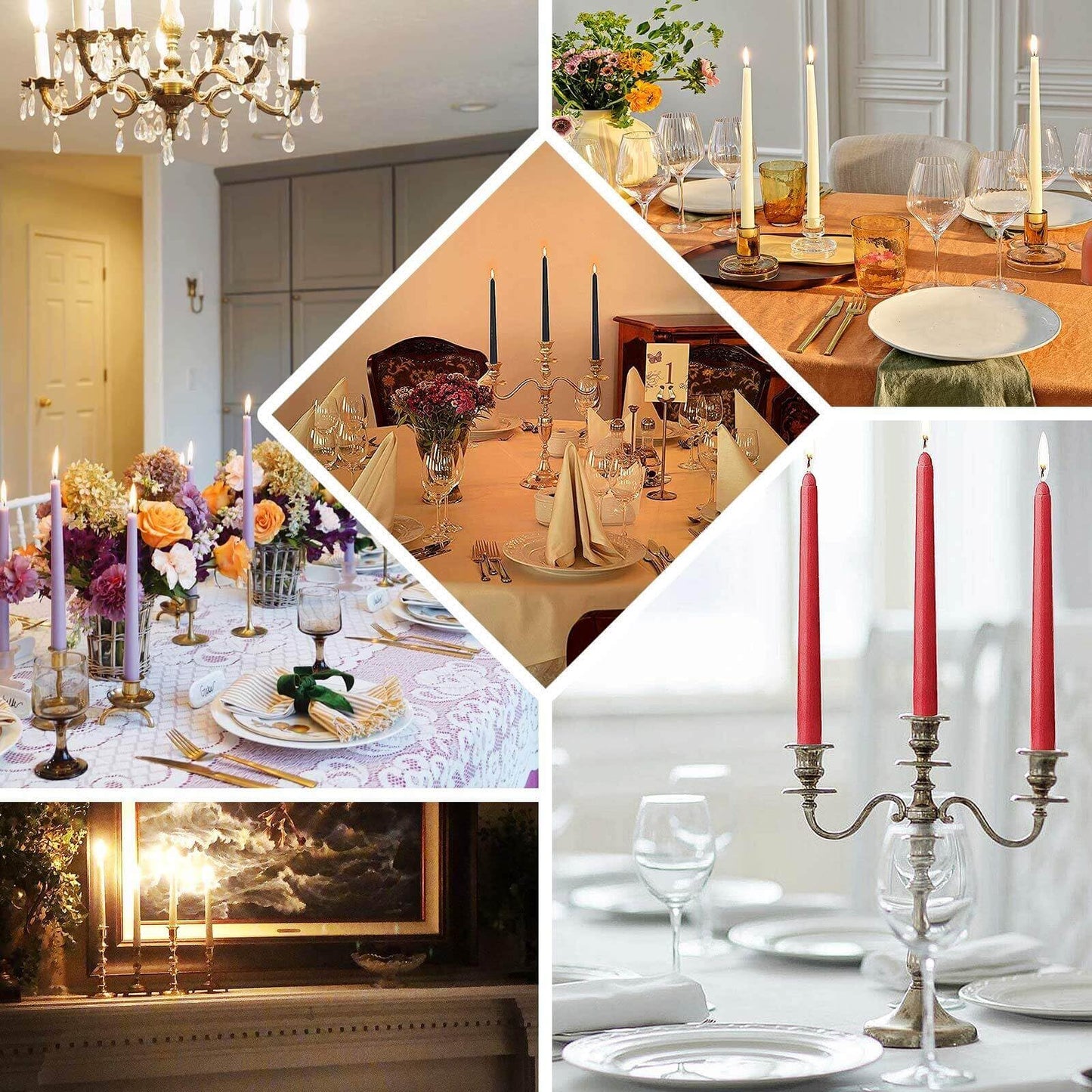 Tableclothsfactory 10" Tall Premium Quality Dripless Unscented Dusty Blue Taper Candles Wedding Dinner Candles for Wedding Decoration Set of 12