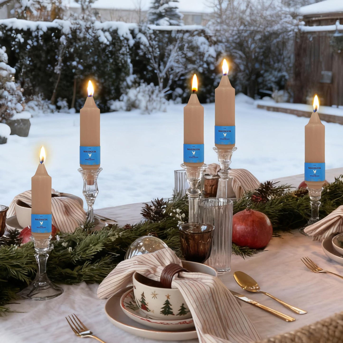 Smokeless Candlesticks Short Taper Candle,Unscented 5 Inches Brown Candle Sticks Dripless Tapered Candles for Home Décor Weddings Seasons Gifts