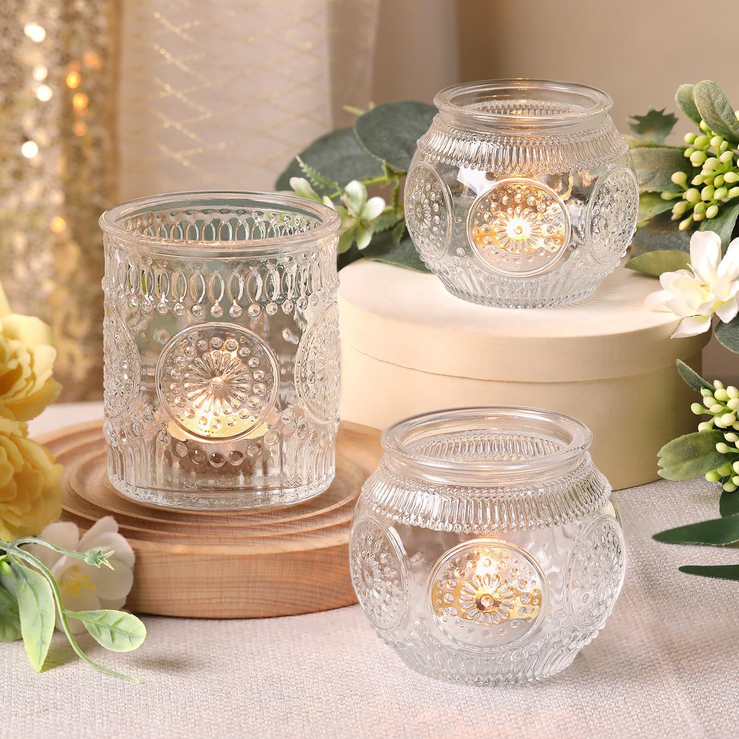DARJEN Clear Votive Candle Holder Set of 20, Upgraded Size Tea Light Candle Holder Glass for Wedding Table Centerpieces, Elegant Bulk Votive Holders for Party, Proposals and Wedding Shower