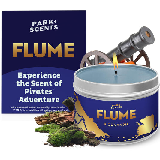 Park Scents Flume Candle - Inspired by the atmosphere of the PIRATES OF THE CARIBBEAN ride - Handmade in the USA, vegan, and cruelty-free | 8 oz. Tin