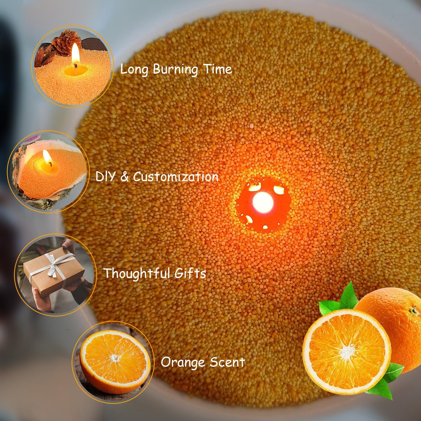 Pearled Candles with 30 Wicks -18 Oz YUKCAXDLS Honeyed Orange Reverie Scented DIY Pearleds Wax Refillable for Making Lasts up to 100+ Hours of Steady Burn Smokeless - Orange