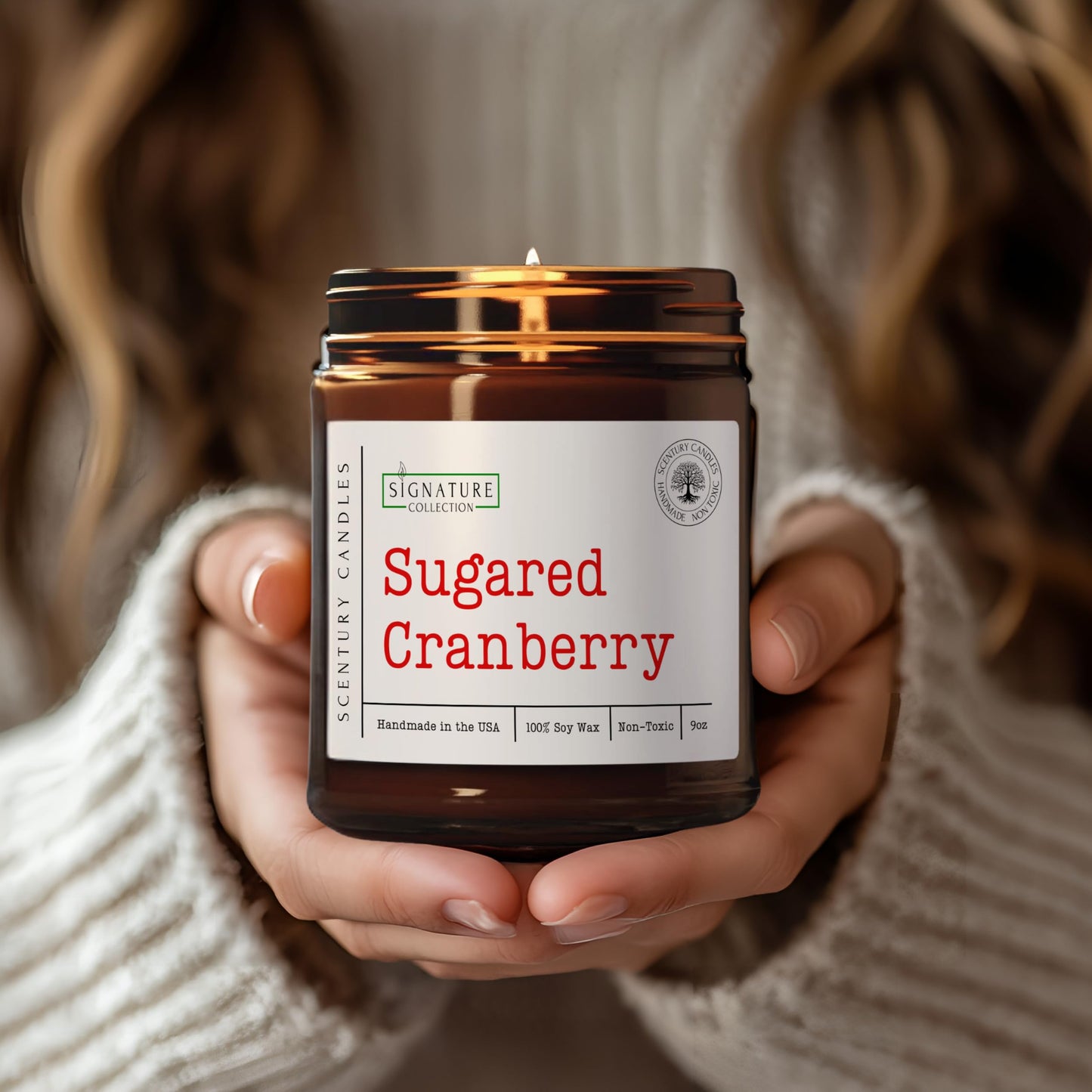 Sugared Cranberry Holiday Scented Candle, Many Scents to Choose from, All Natural Non-Toxic Soy Wax, Handmade in The USA (Sugared Cranberry)