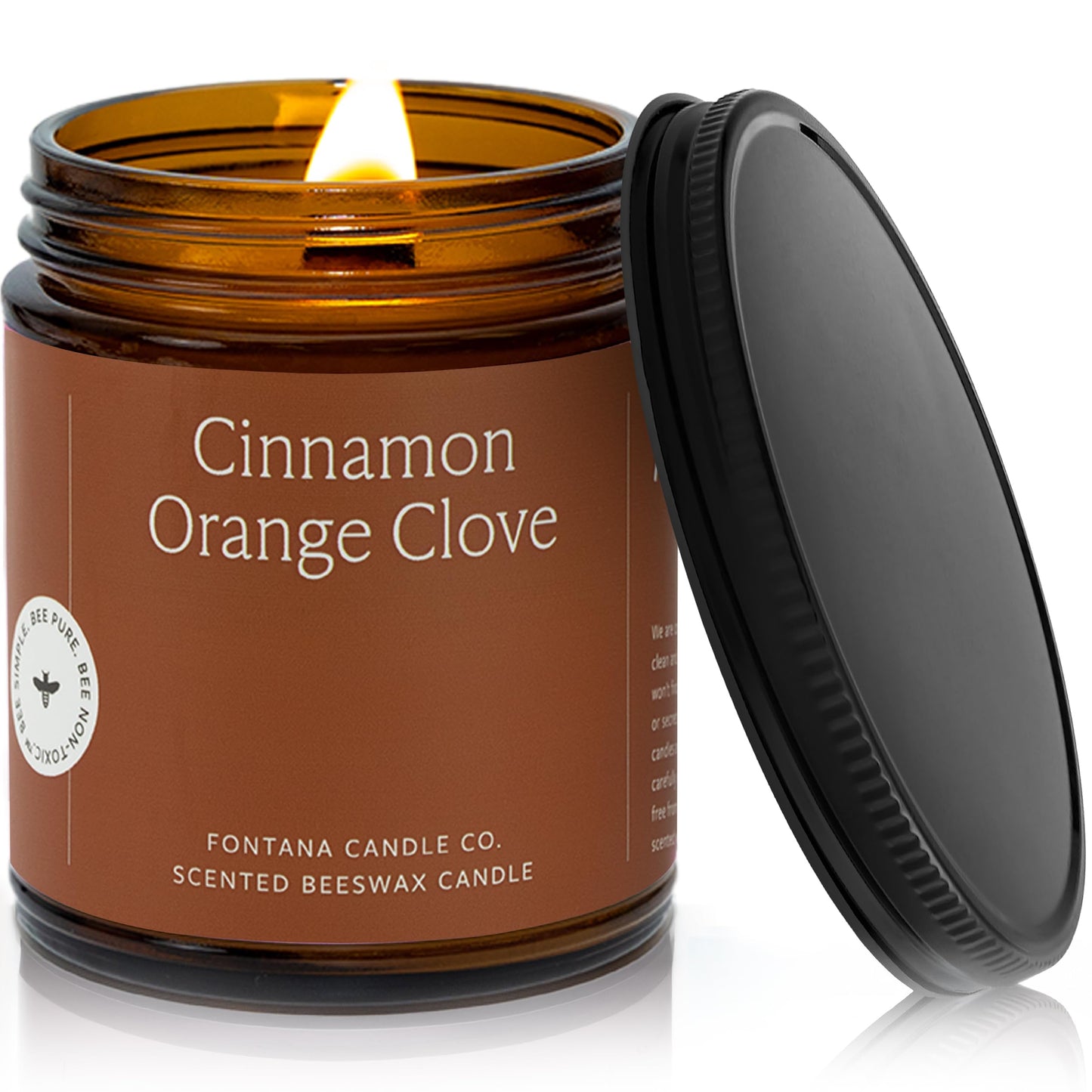 Fontana Candle Co Wood Wick Beeswax Jar Candle, Cinnamon Orange Clove – Made Safe with Coconut Oil & Pure Essential Oils – 35+ Hrs Clean Burn, Long Lasting and Non-Toxic Candles for Home & Room Decor