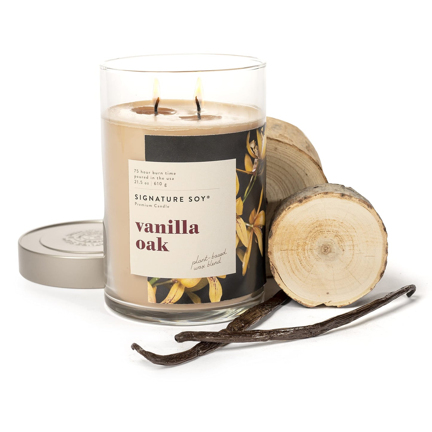 Signature Soy Lidded Vanilla Oak Scented Candle, Extra Large Jar (Pack of 2)