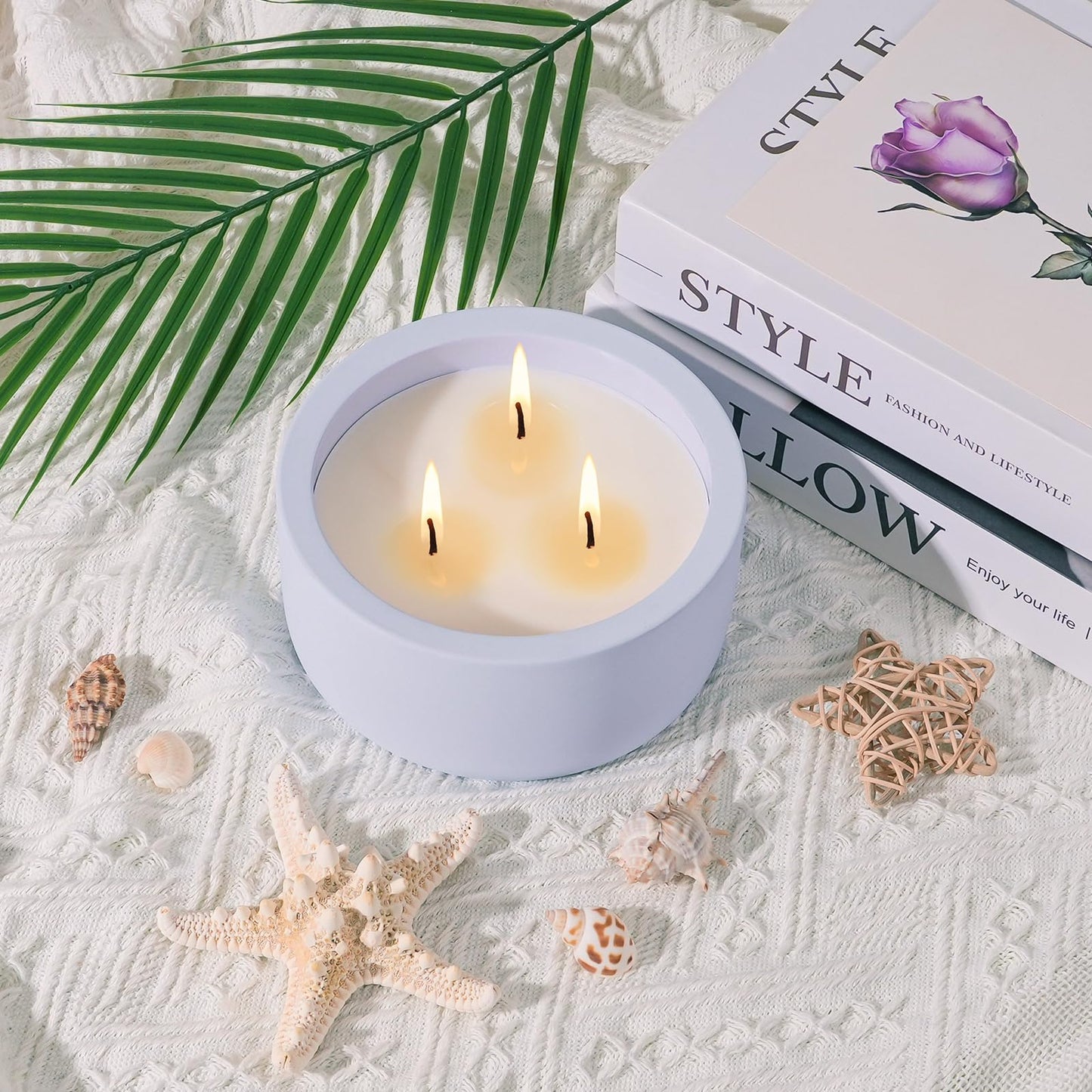 Viyffo Large 20oz Scented Candle - Citronella & Lavender, 3 Wick Non Toxic Soy Candles for Women, Matte Purple Ceramic Jar, Luxury Home Fragrance, Elegant Room Decor & Premium Birthday Gift