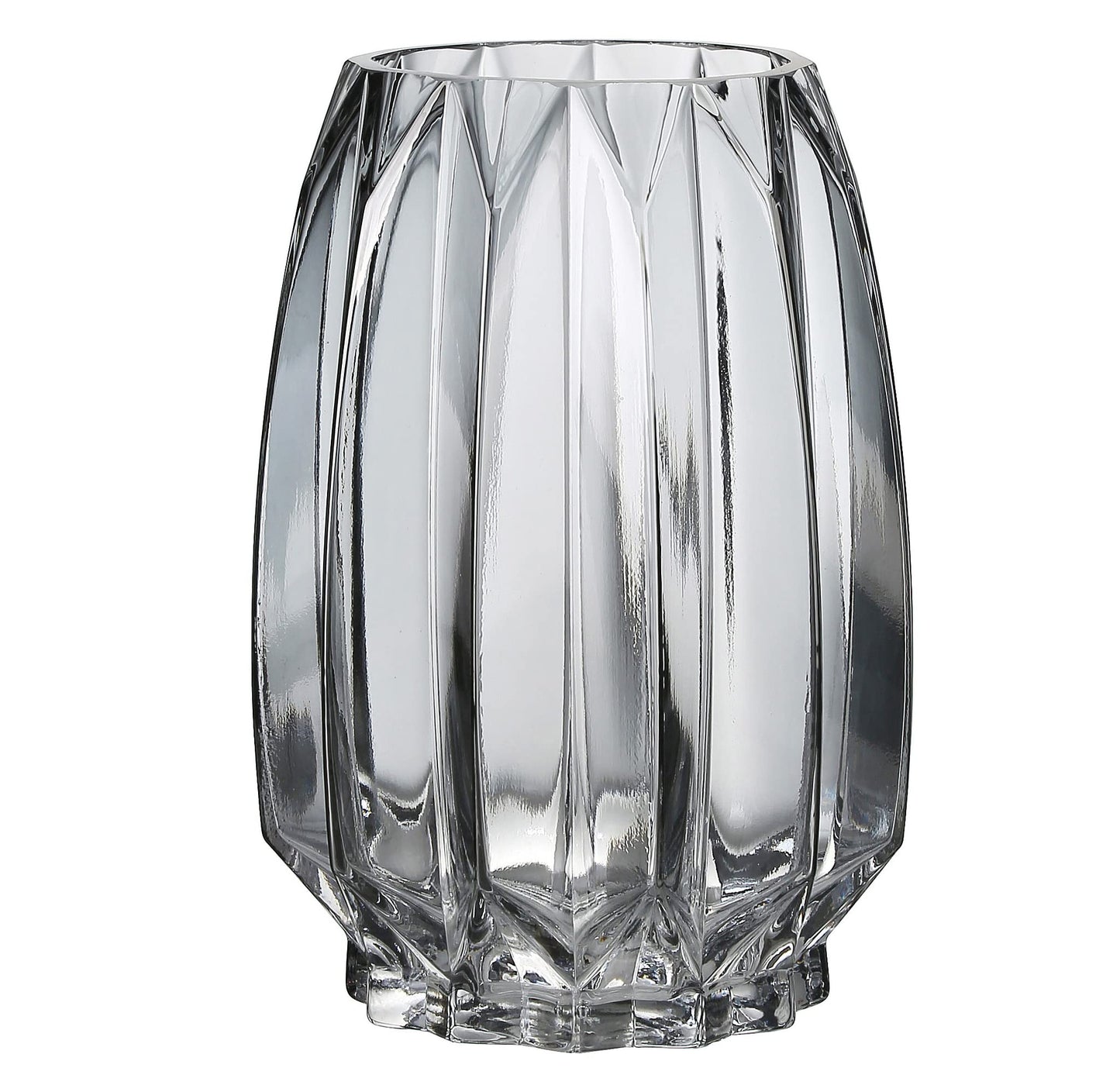Lucky Bird Modern Black Grey Ribbed Glass Vase for Flowers, Candles and Decorative Accents - Tall/Short Glass Vase for Centerpieces Home Table Decor(Grey H7.87in)