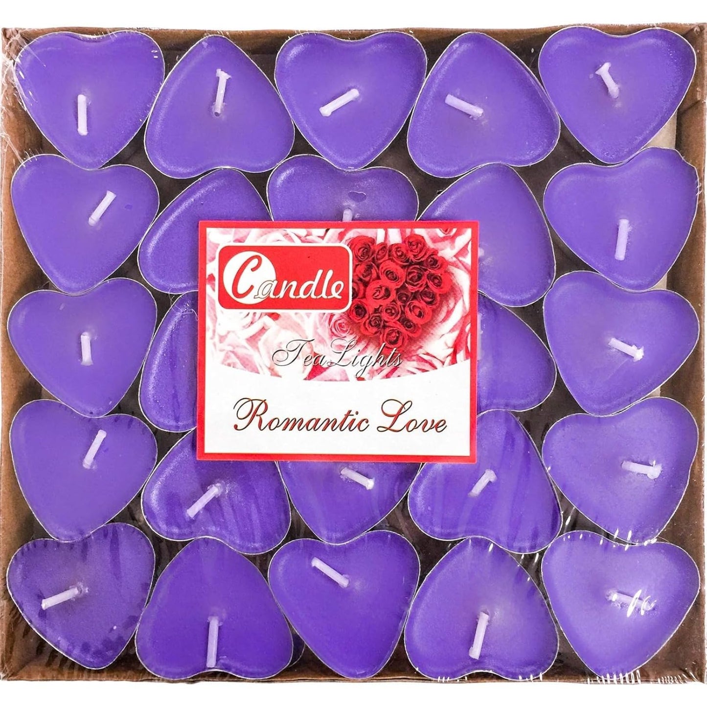 IJRPLM 50 Pack Heart Shaped Tealight Candles, Romantic Love Unscented Tea Lights Candles, Dripless & Long Lasting Smokeless, Mini Tealight Candle for Wedding Party Home Decor, Purple