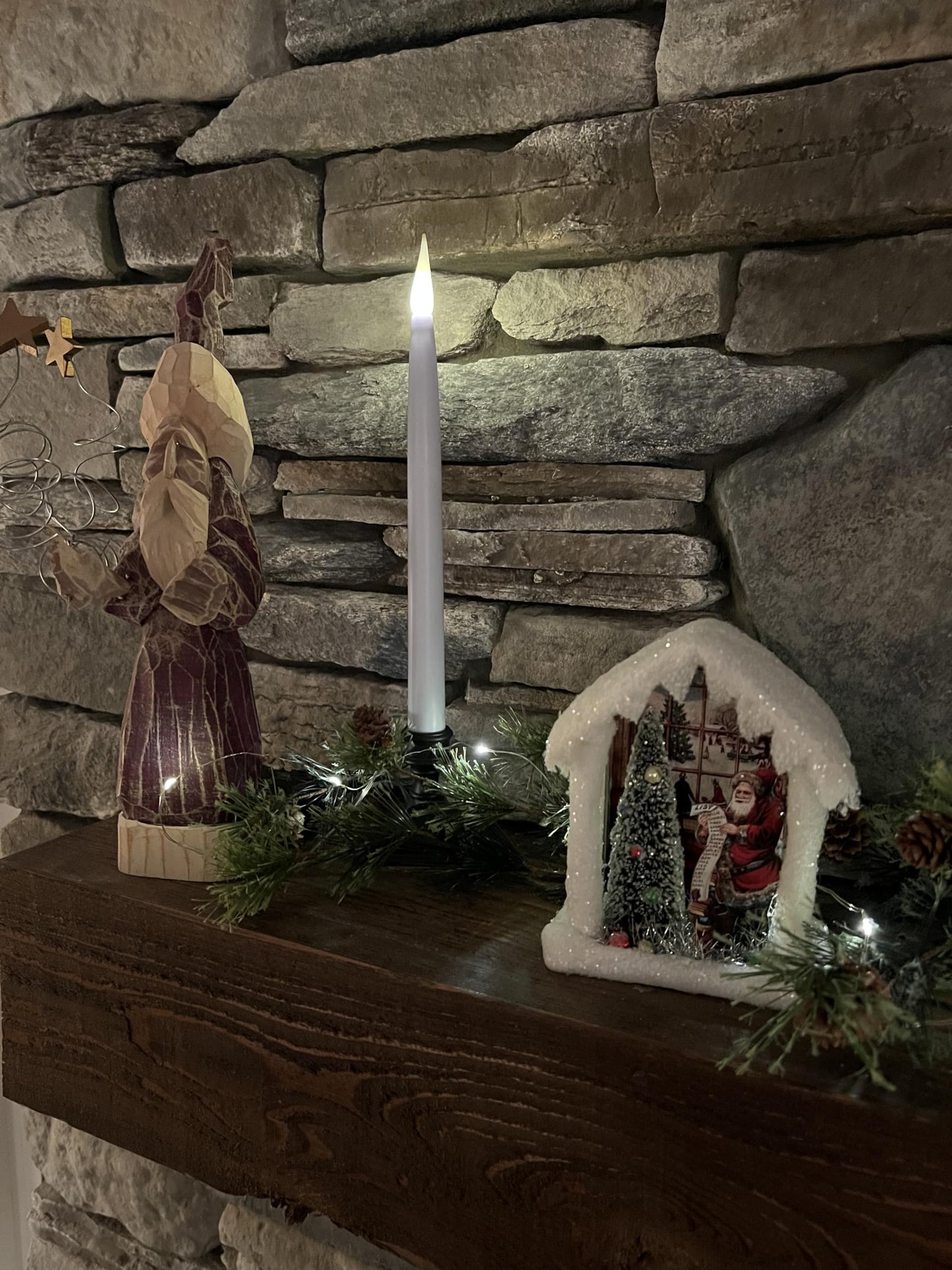 612 Vermont Battery Operated LED Window Candles with Timer, Remote Control, Warm White Flicker or Steady On, VTR1660P-4 (Pack of 4, Pewter)