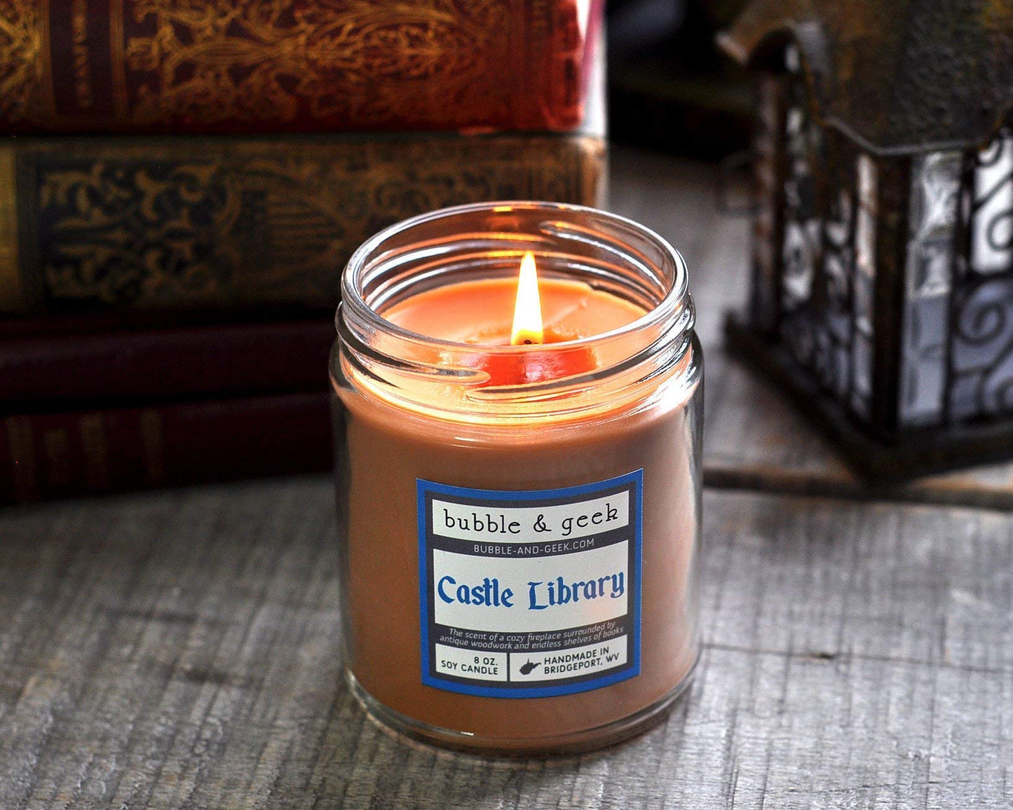 Castle Library Scented Soy Candle - bookish, fireplace, antique woodwork