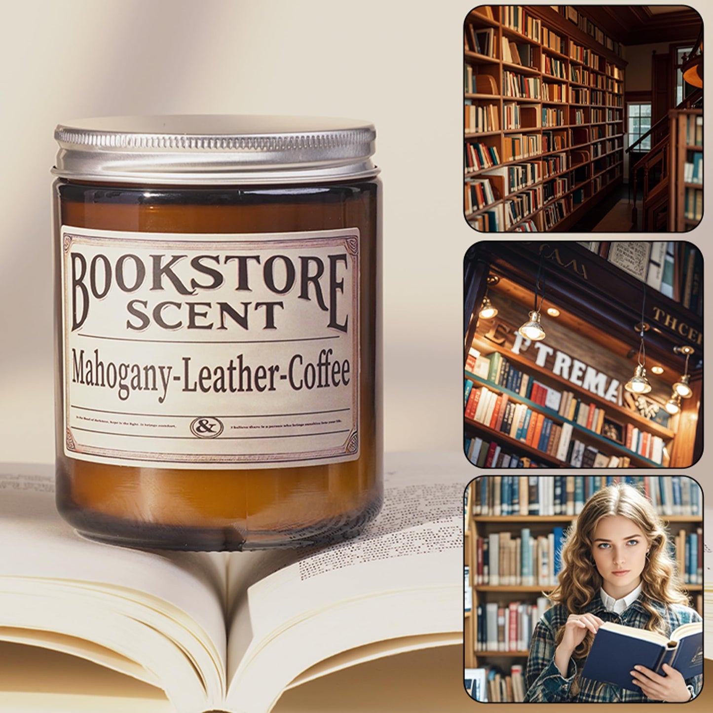 Gopas Book Lover Candle, Inspired Gift Ideas for Readers, Birthday, Book Themed Reading Gifts for Women, Bookworm, Librarian, Men