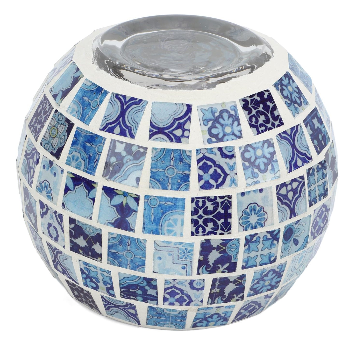 ZAICOLER Scented Candle Holder, Blue White Mosaic Glass Tea Light Holder, Handmade Romantic Votive Candle for Aromatherapy Party Decor