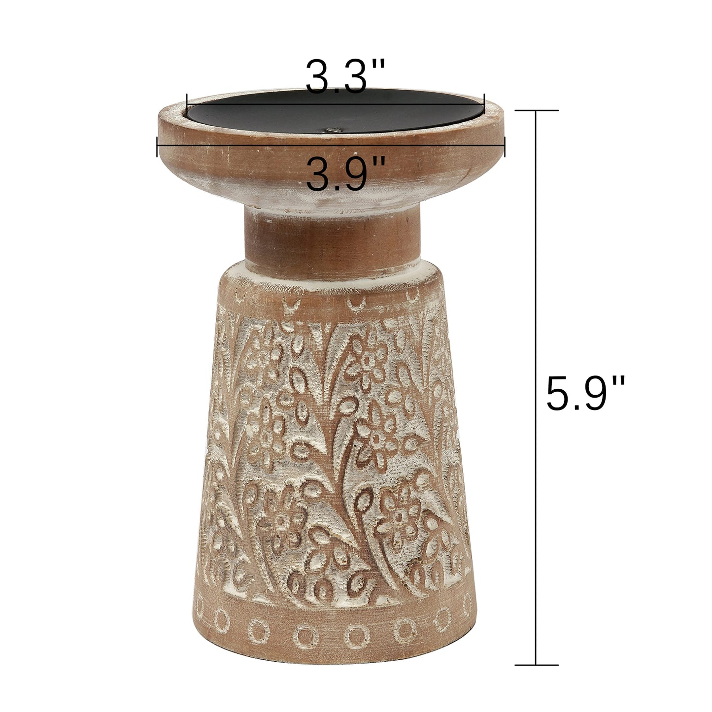 SOFE Handcarved Pillar Candle Holder Mantel, Farmhouse Wood Candle Holders, 6 Inch Tall Rustic Candle Holder for Dining Table Centerpiece Decor, Wooden Brown Candle Stands for Living Room, Bedroom