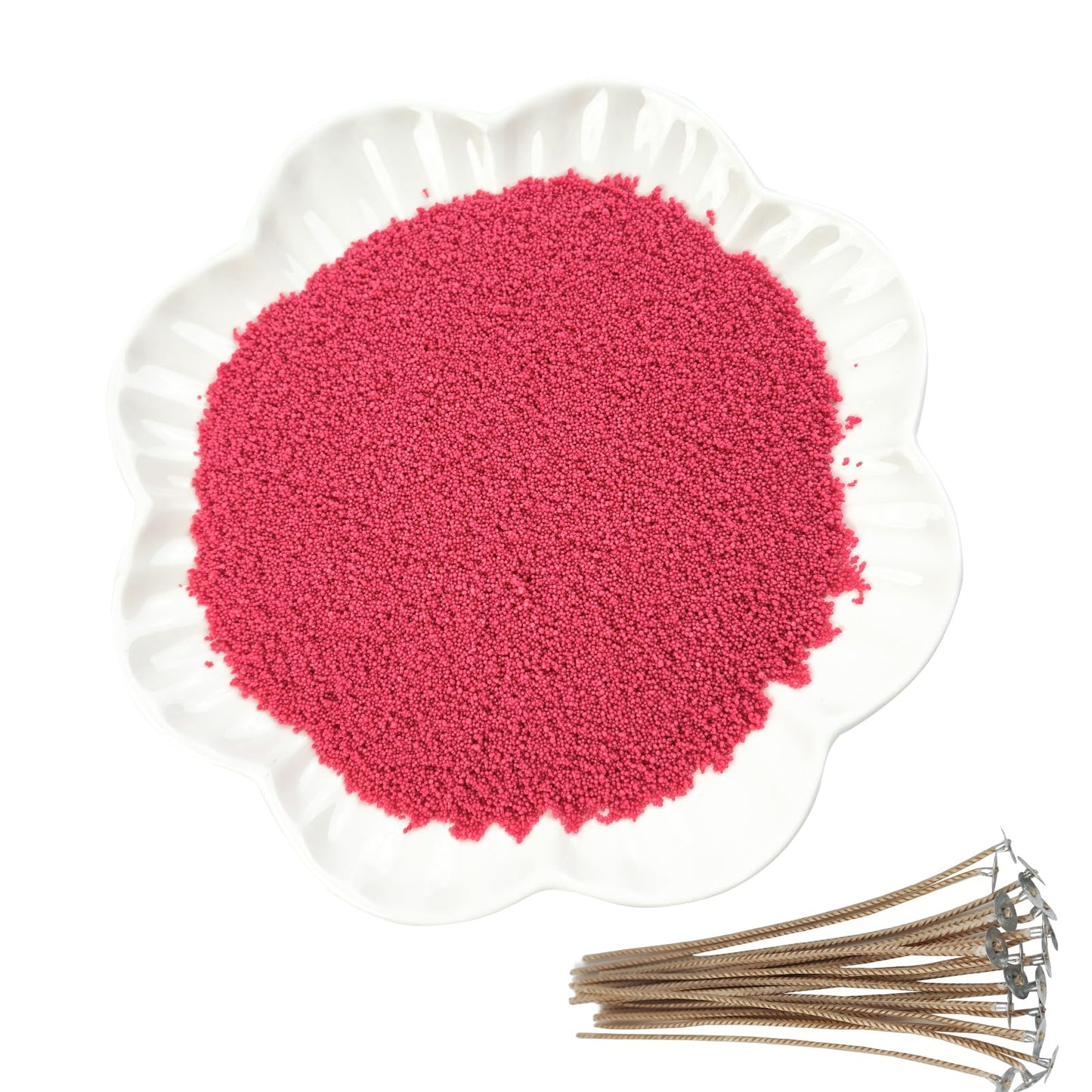 CoolCrafts Sand Wax Candle with Wicks 2 LB Pearled Sand Candle Bulk for Candle Making, Wedding Decor, Crafts - Red