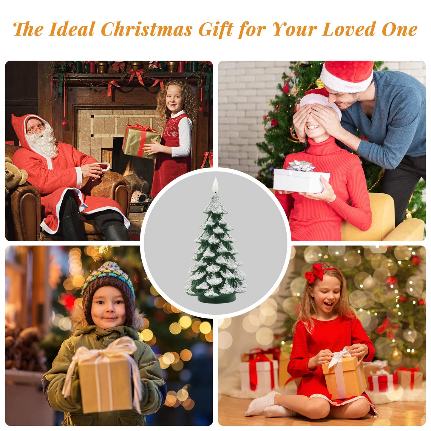 PChero Christmas Tree LED Candle with Remote Timer, 4.13x7.9 Inch Real Wax Battery Operated Pillar Candle Flameless Flickering for Xmas Eve Gift Holiday Home Party Room House Decor