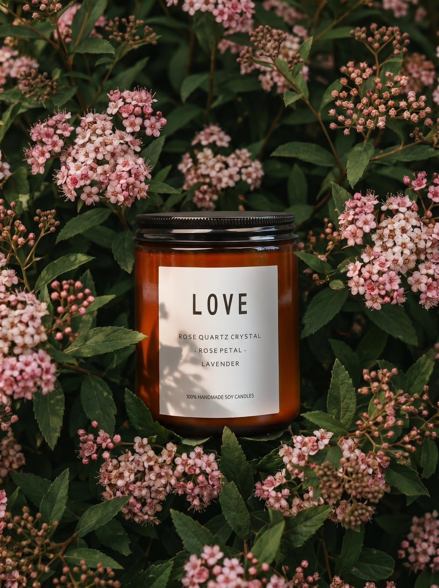 Love Spell Candles, Ritual, Soy Wax Crystal, Manifesting, Garnet, Rose Quartz, Pink Crystal Candles.(Love)