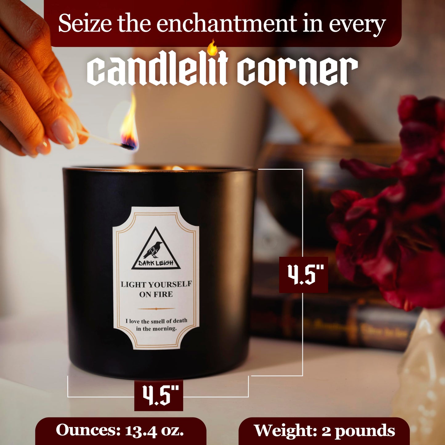 Dark Leigh Funny Candle - Black Amber Scented Soy Candles Home Decor Gifts, Unique Sarcastic Humor Gift Ideas for Women Men Coworker Christmas White Elephant, Quirky Romantic Cute Wife Girlfriend