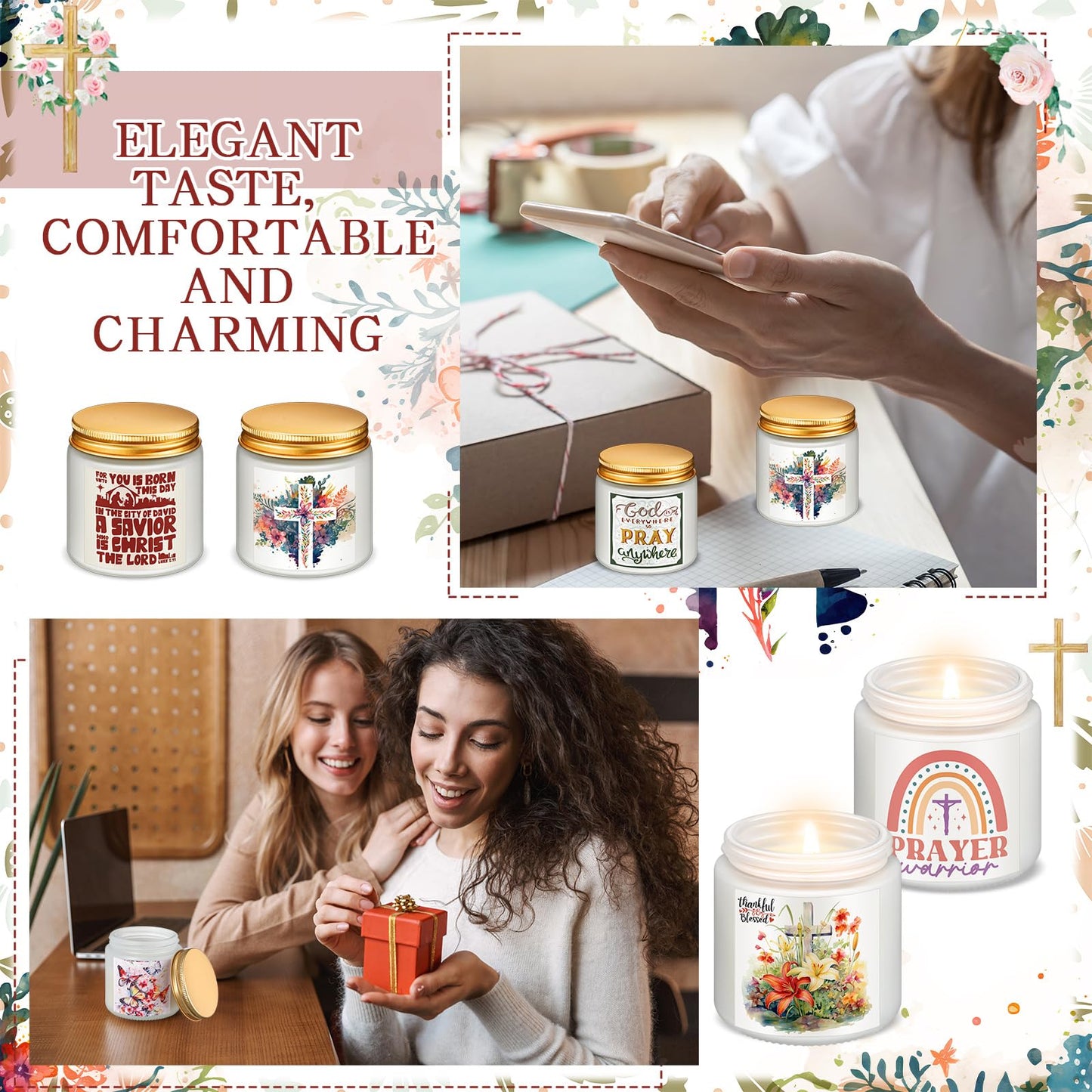 MTLEE 24 Pcs Christian Gifts for Women Bulk Lent with Catholic Bible Verses Religious Faith Jar Scented Candles for Church Coworkers Employees Teachers Nurse Healthcare Worker(White)