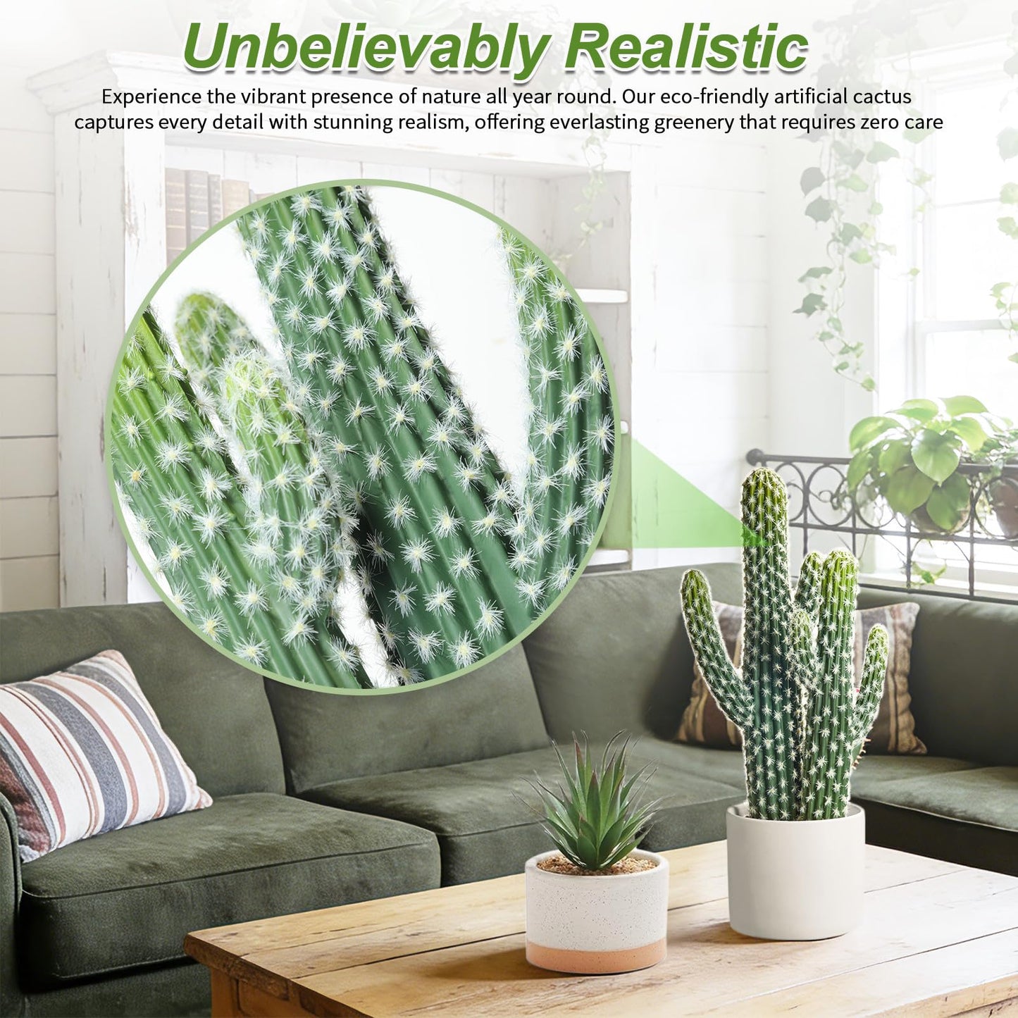 ASTRIDIA Artificial Cactus Plants - Potted Succulents in Ceramic, Faux Cacti and Succulent Decor for Home, Office Desk，Living Room-1pack