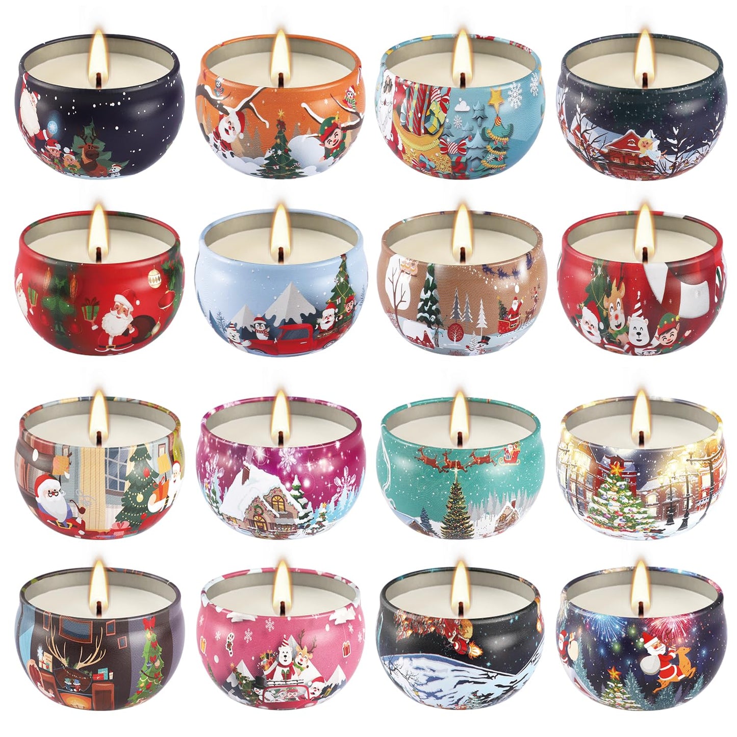16Pack Christmas Scented Candles Gift- Aromatherapy Candle-Soy Wax-Long Lasting Burn time, Christmas Thanksgiving Gifts for Women，Advent &Home Decor.