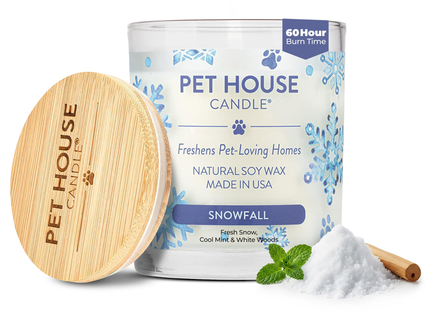 Pet House Candles Plant Based Cookie Scented Candle Clean Burning, Long Lasting for Home, Snowfall