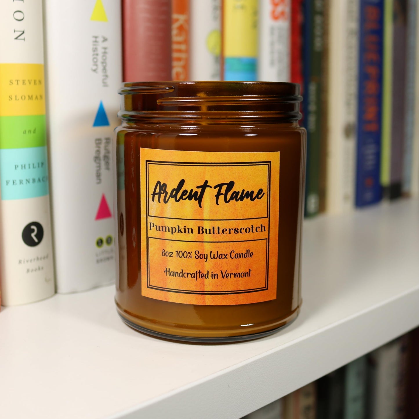 Ardent Flame Candles | Pumpkin Butterscotch | 100% Natural Soy Wax Candle for Home Decor | Highly Scented | Premium Fragrance | Handmade in Vermont, USA | 8 oz | Long Lasting | Gift for Women and Men
