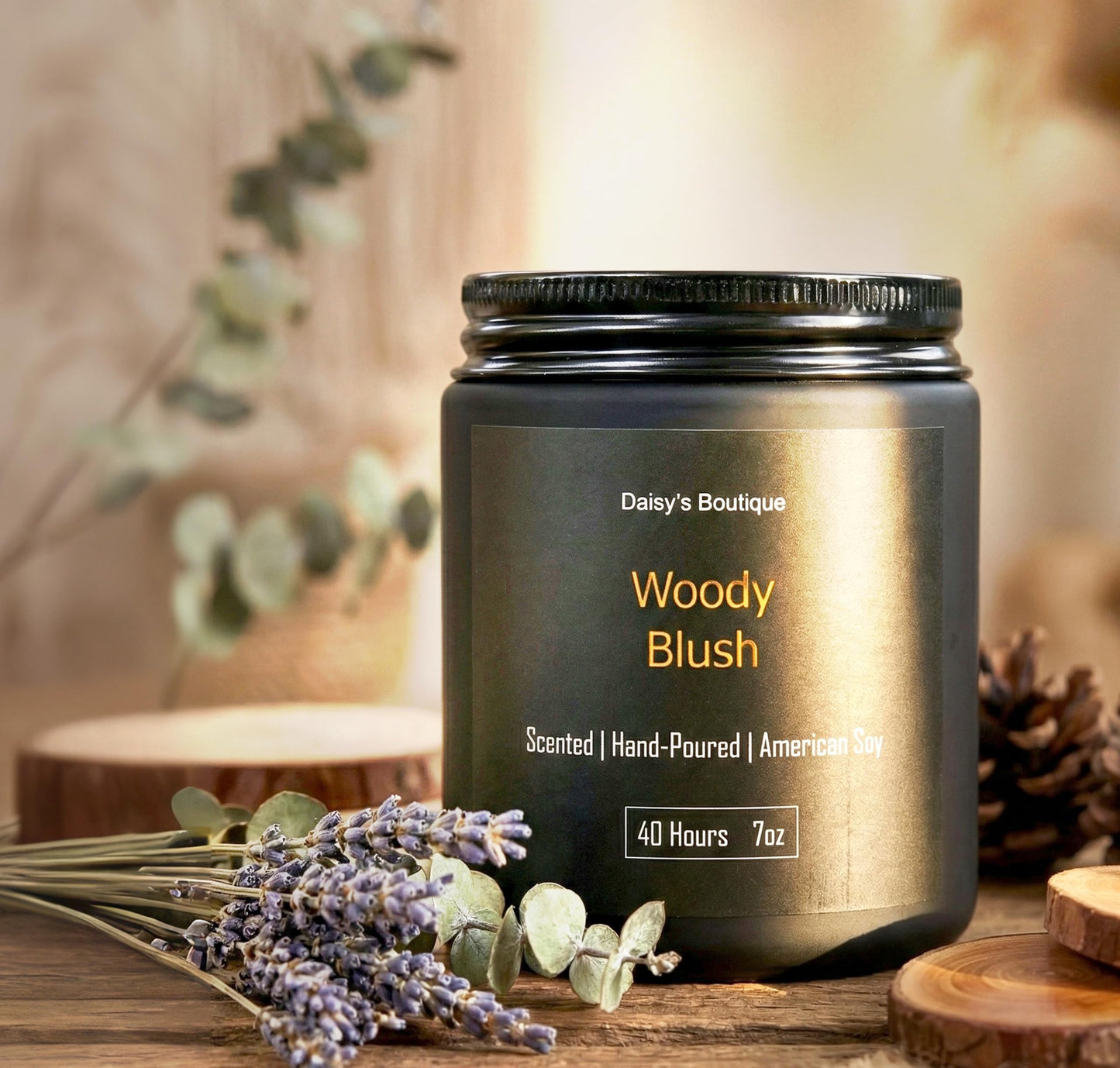 3 Pack Scented Candles for Home Aromatherapy Candle Gift Set Soy Wax Long Lasting Gift Birthday Mother's Thanksgiving Day Present (Black Jar (Sandalwood + Woody Blush + BlackCedarJuniper))